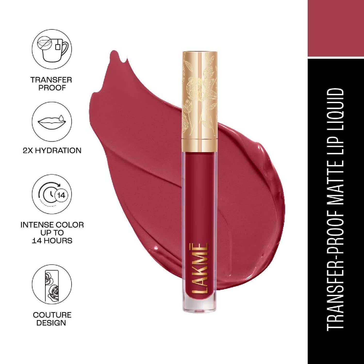Lakme | Lakme Rouge Bloom Matte Liquid Lipstick - Forget me not 308 (3.5 ml)