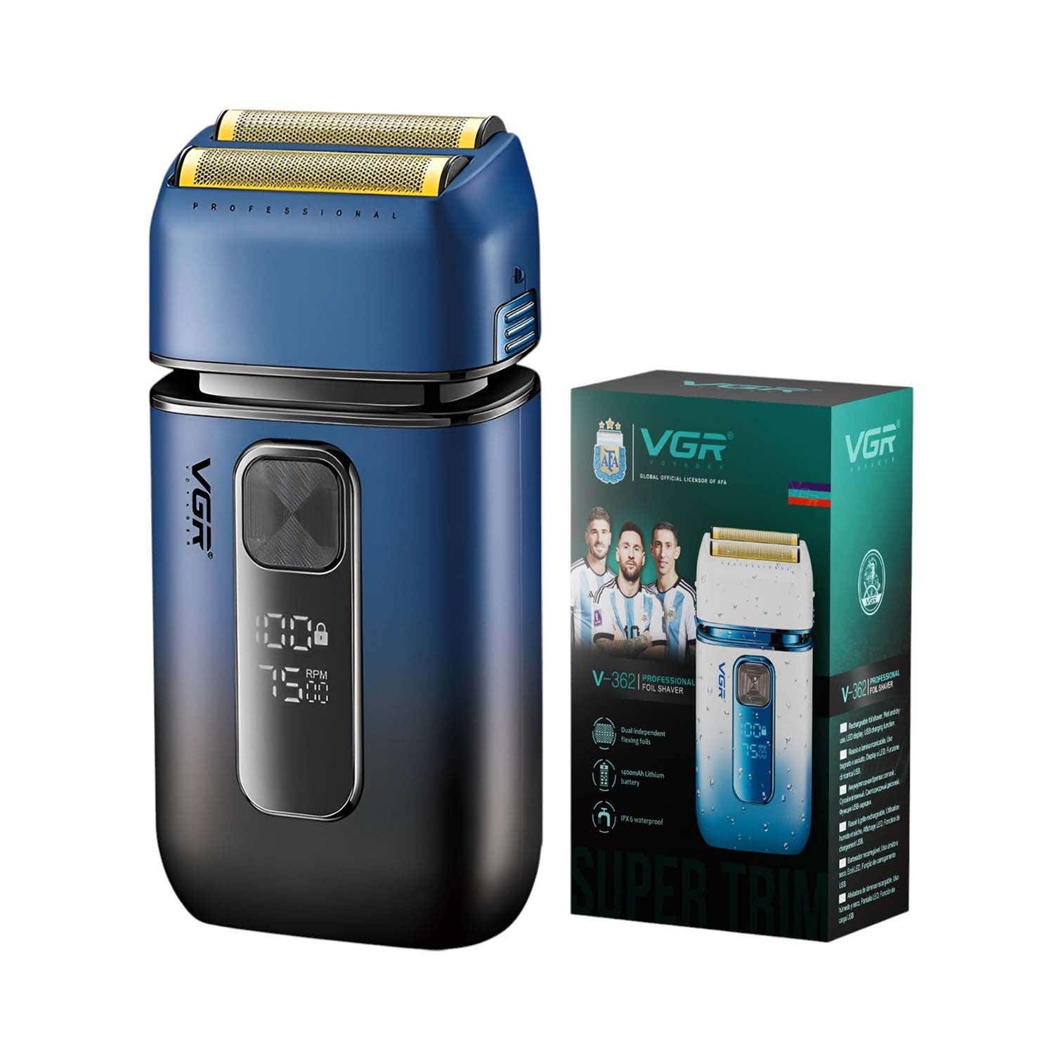 VGR | VGR V-362 Foil Shaver for Men Dual Flexing Foils 1400mAh Lithium Battery 120 Minutes Runtime