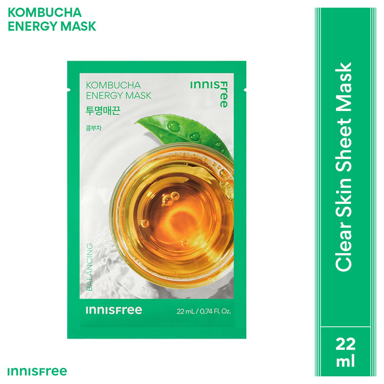 Innisfree | Innisfree Kombucha Energy Sheet Mask – Revitalizing & Glow Boosting (22 ml)