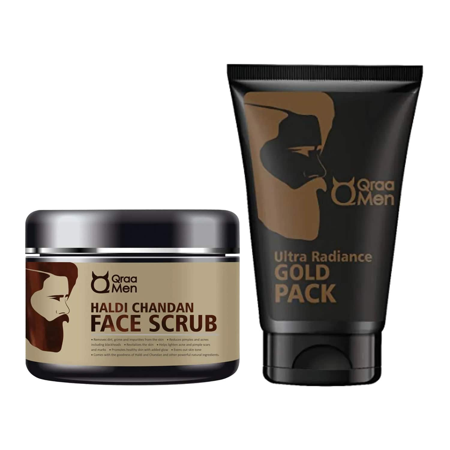 Qraa | Qraamen Haldi Chandan Face Scrub (100 g) & Ultra Radiance Gold Pack (120g) Combo