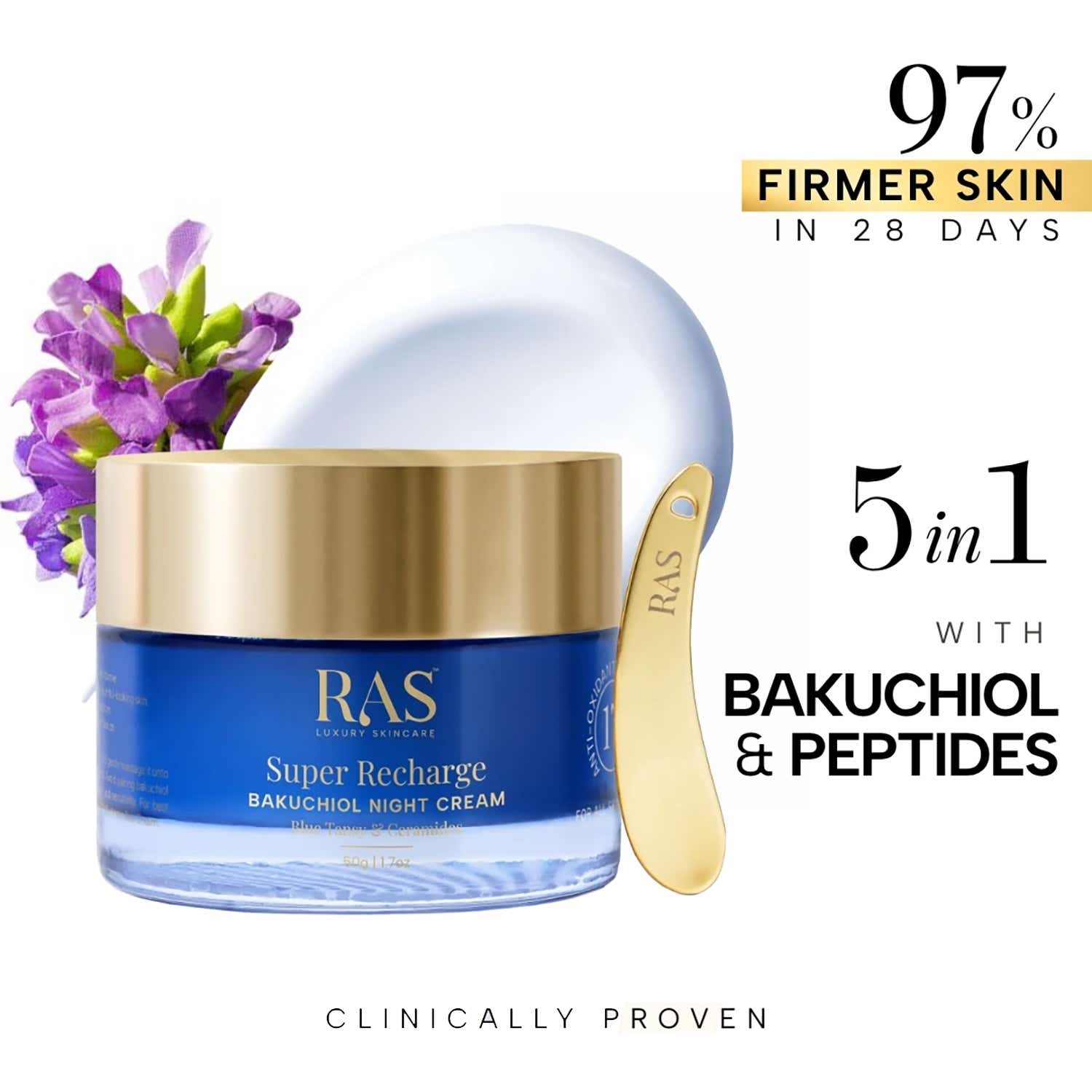 Ras Luxury Skincare | Ras Luxury Skincare Super Recharge Bakuchiol Night Cream (50 g)