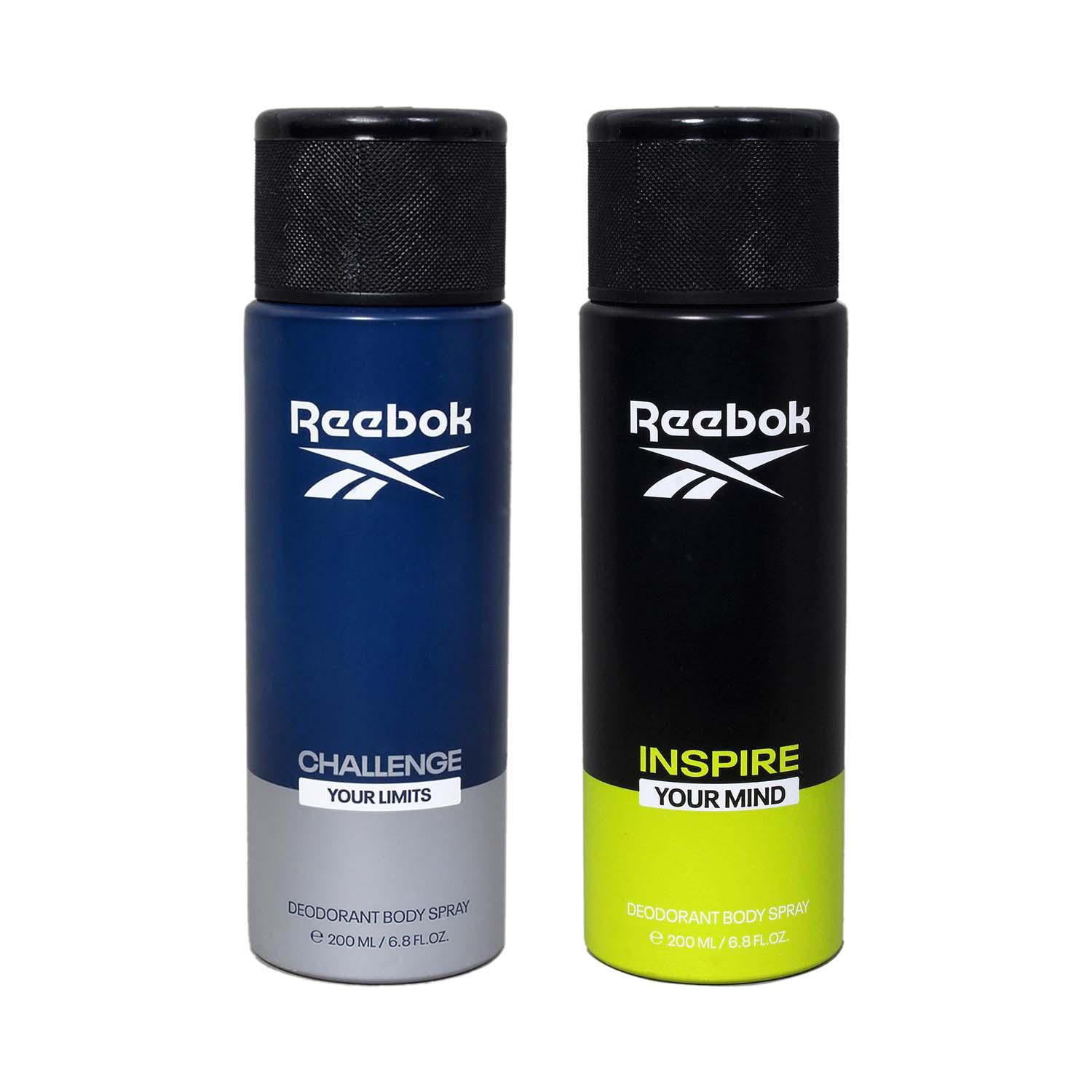 Reebok | Reebok Men Deo-Inspire Your Mind Blue (200 ml) & Deo-Challenge Your Limits Blue (200 ml) Combo