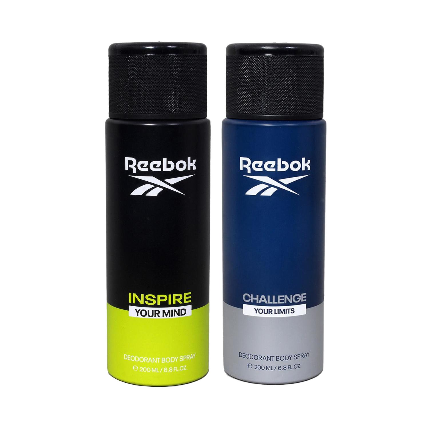 Reebok | Reebok Men Deo-Challenge Your Limits Blue (200 ml) & Deo-Inspire Your Mind Blue (200 ml) Combo
