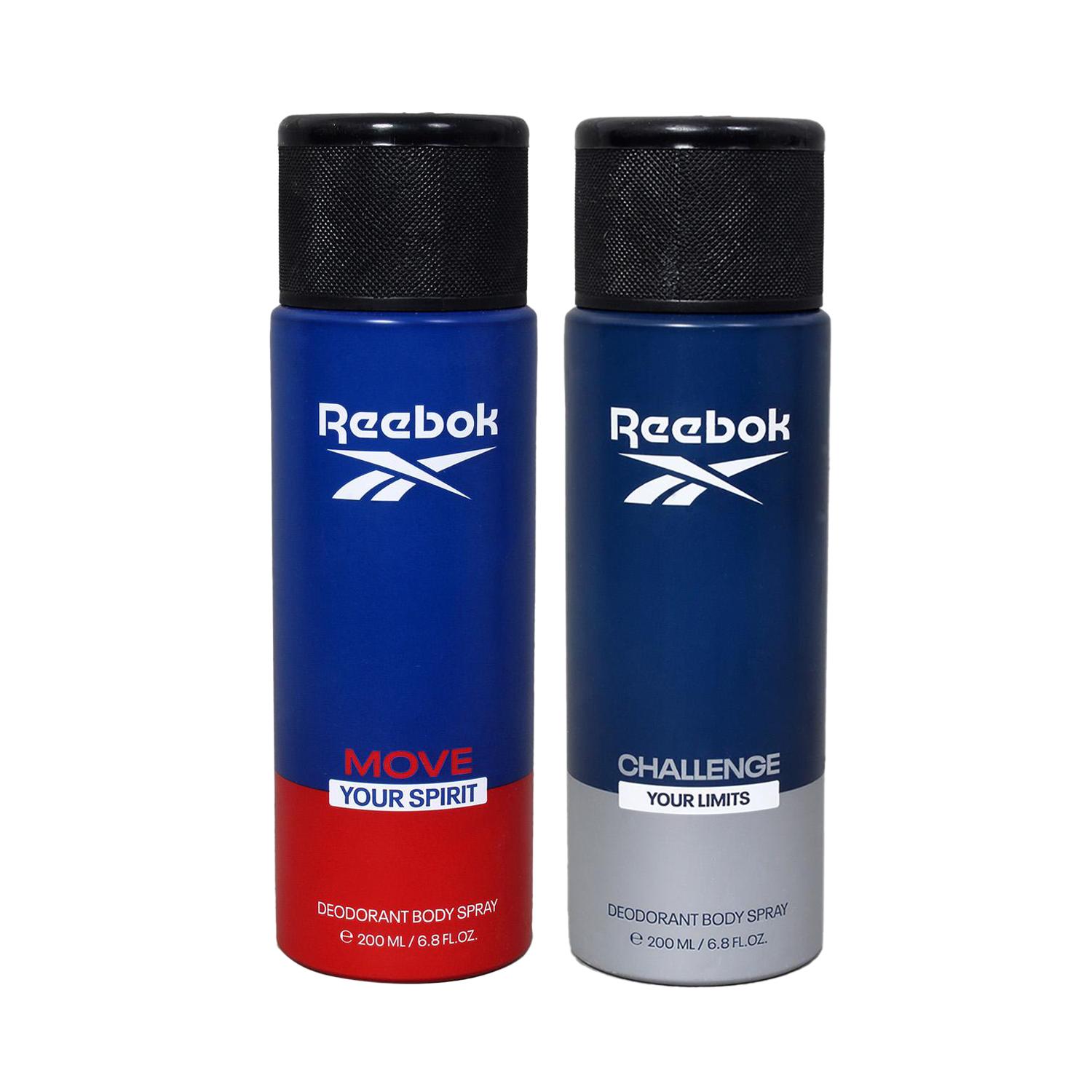 Reebok | Reebok Men Deo-Challenge Your Limits Blue (200 ml) & Deo-Move Your Spirit Blue (200 ml) Combo