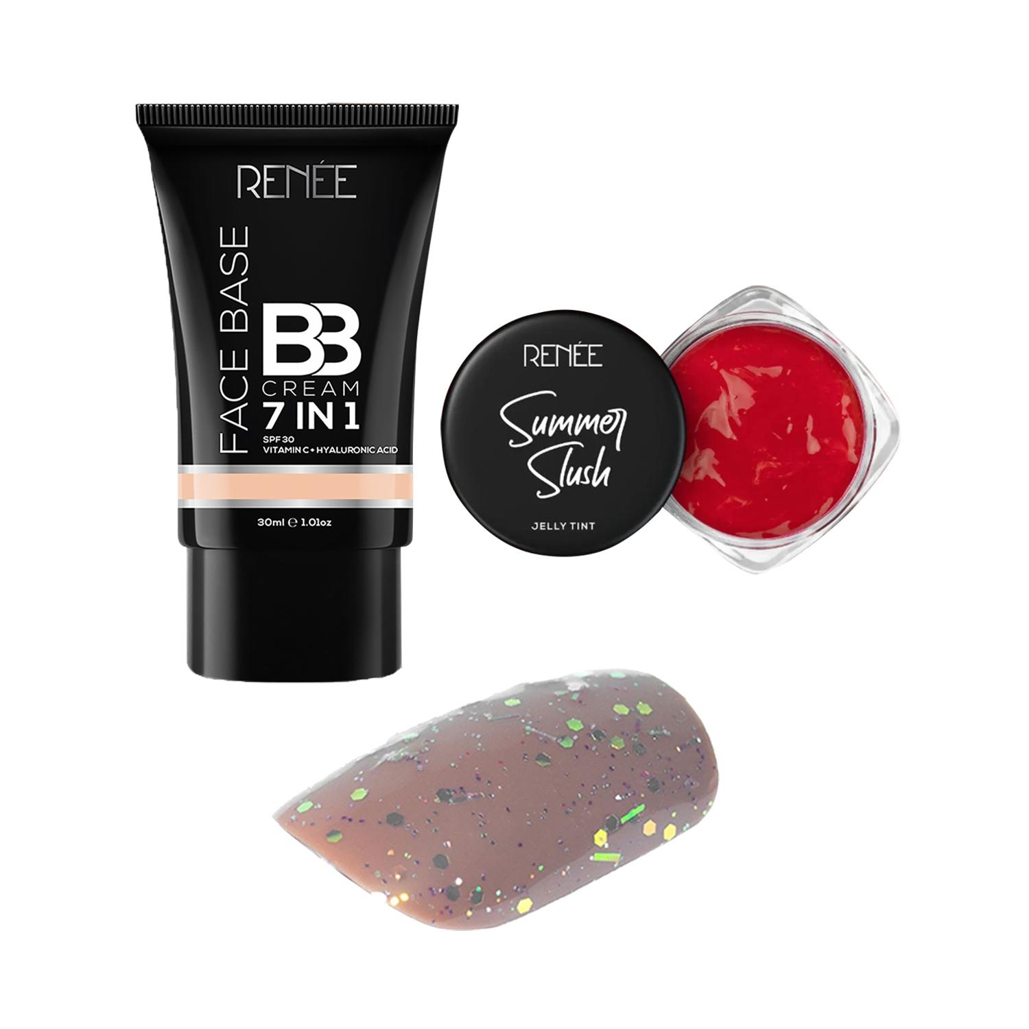 RENEE | RENEE Glam Squad Essentials Makeup Combo - Lip & Cheek Tint + BB Cream + Stick On Nails