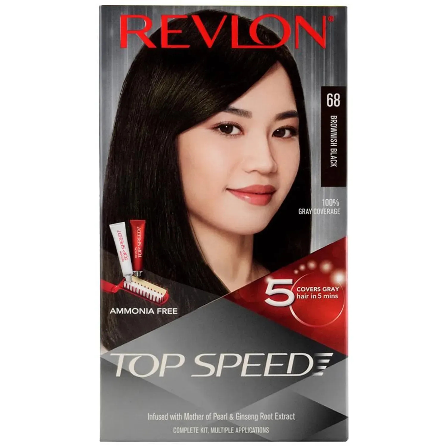 Revlon | Revlon Top Speed Hair Color Small Pack For Woman - 68 Brownish Black (40g+15ml)