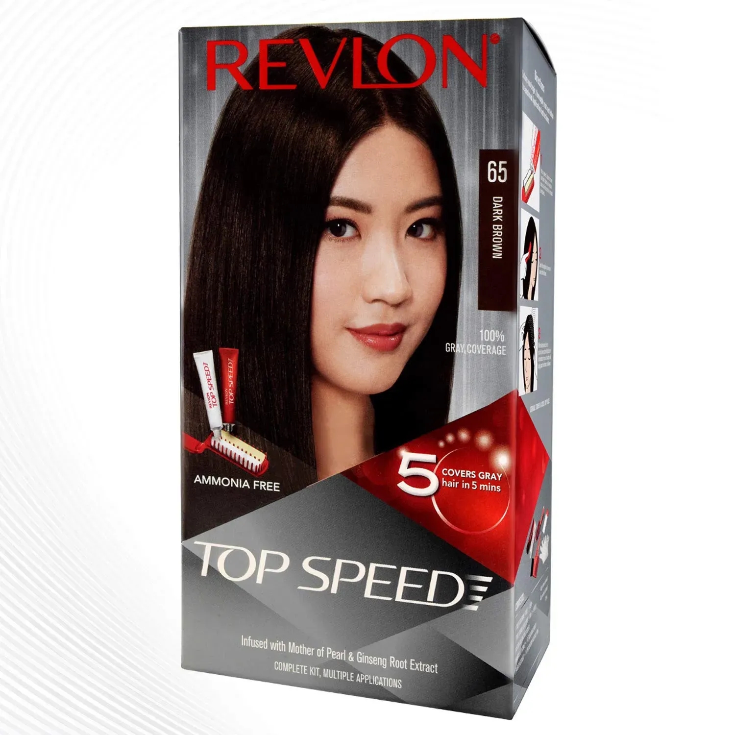 Revlon | Revlon Top Speed Hair Color Small Pack For Woman - 65 Dark Brown (40g+15ml)
