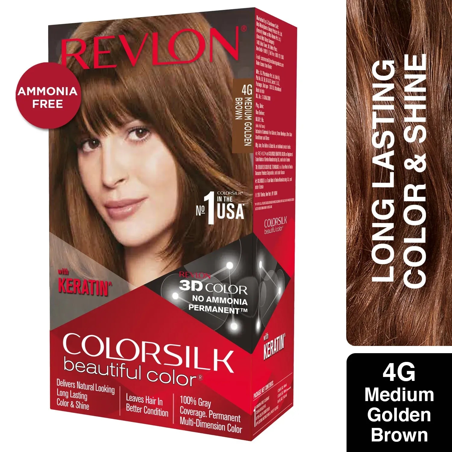 Revlon Colorsilk Hair Color - 4G Medium Golden Brown (91.8ml)