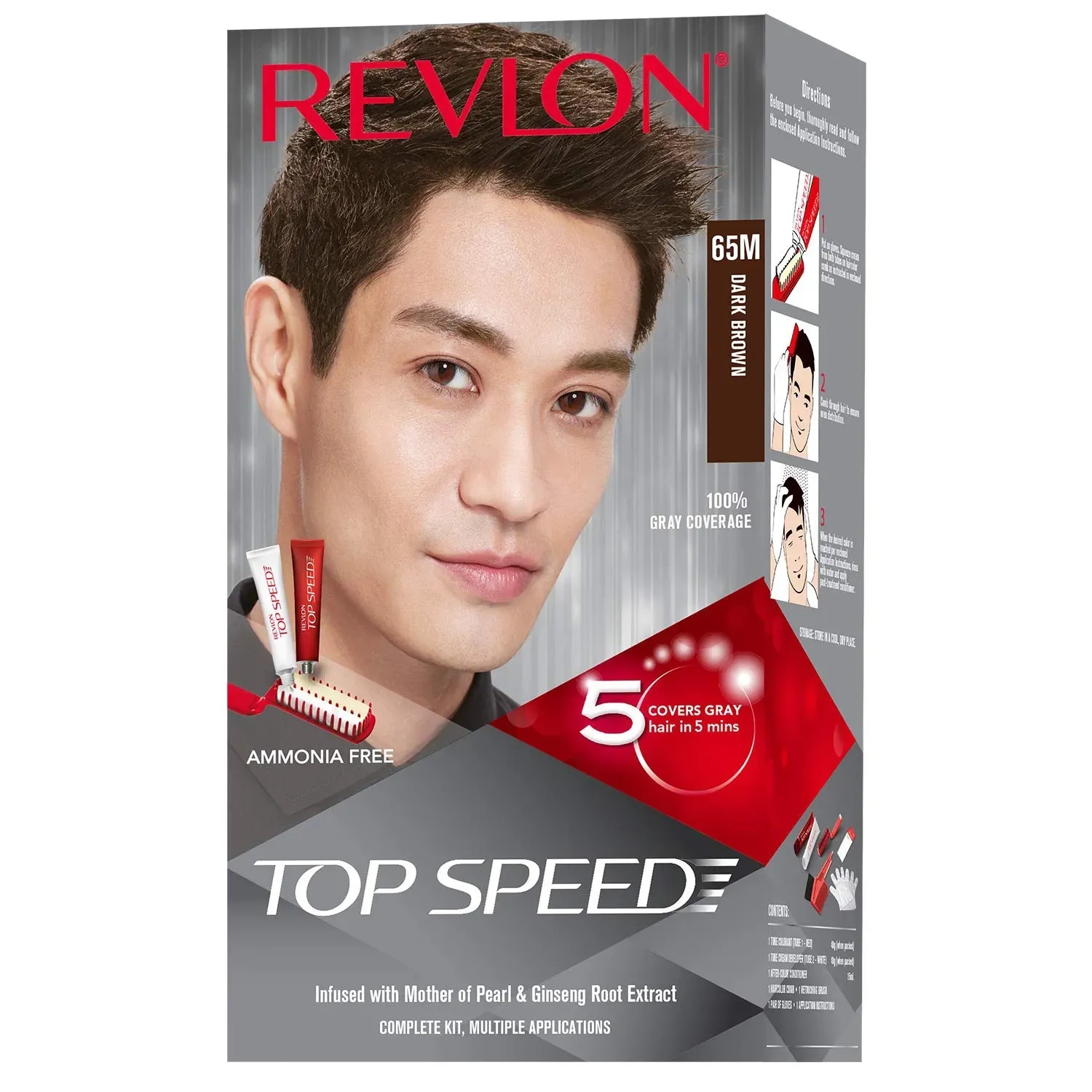 Revlon | Revlon Top Speed Hair Color - 65M Dark Brown (80g+15ml)