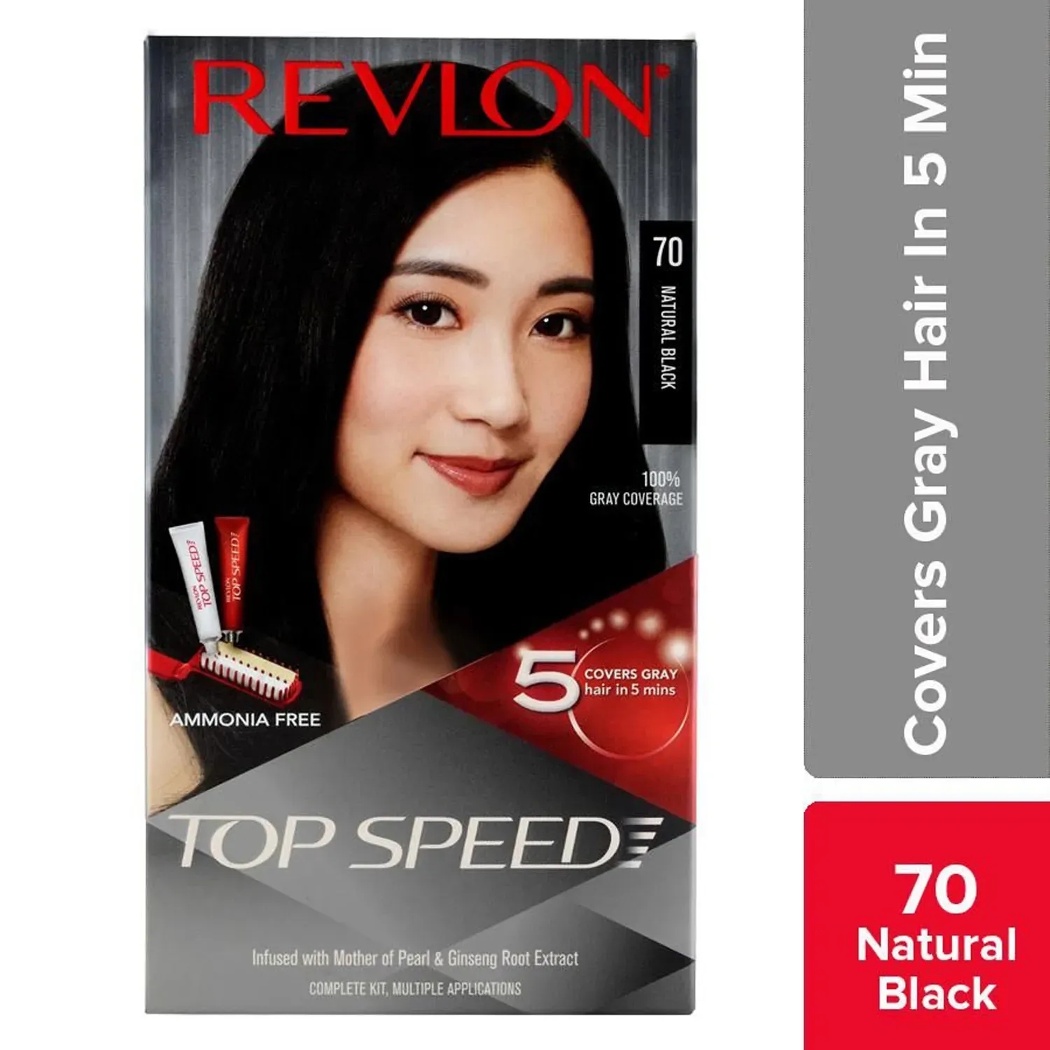 Revlon | Revlon Top Speed Hair Color - 70 Natural Black (80g+15ml)