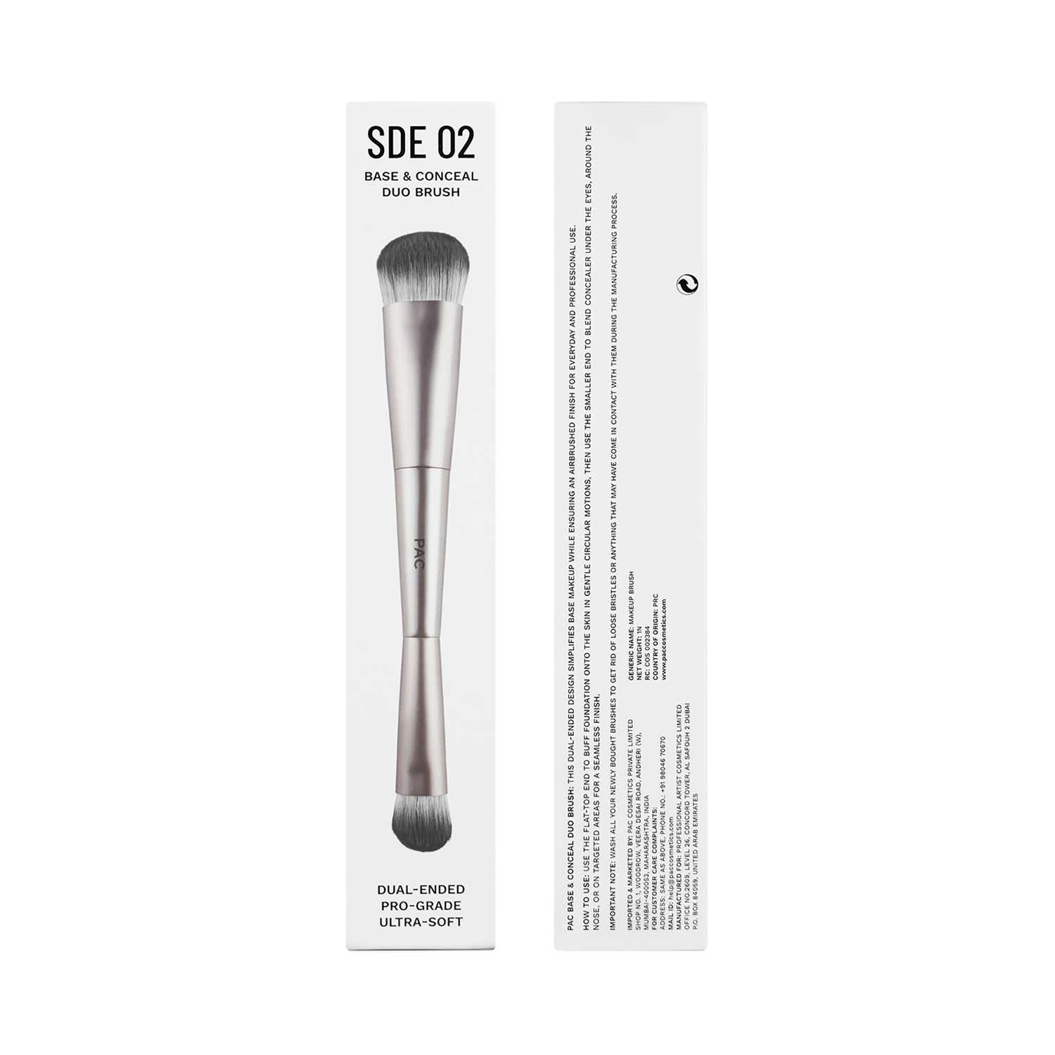 PAC | PAC SDE 02 Base & Conceal Duo Brush - Dual Ended Ergonomic Design Ultra Soft Bristles Vegan (1 pc)