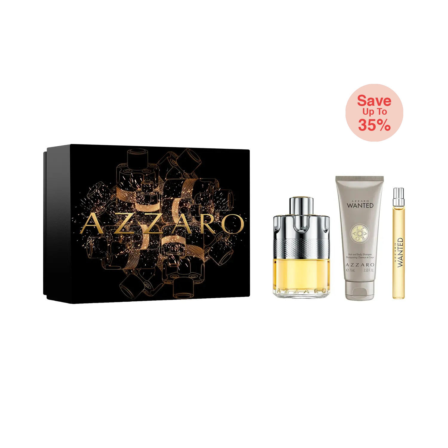 Azzaro | Azzaro Wanted Set Include Eau De Toilette with Hair & Body Wash & Travel Size Spray (3Pcs)