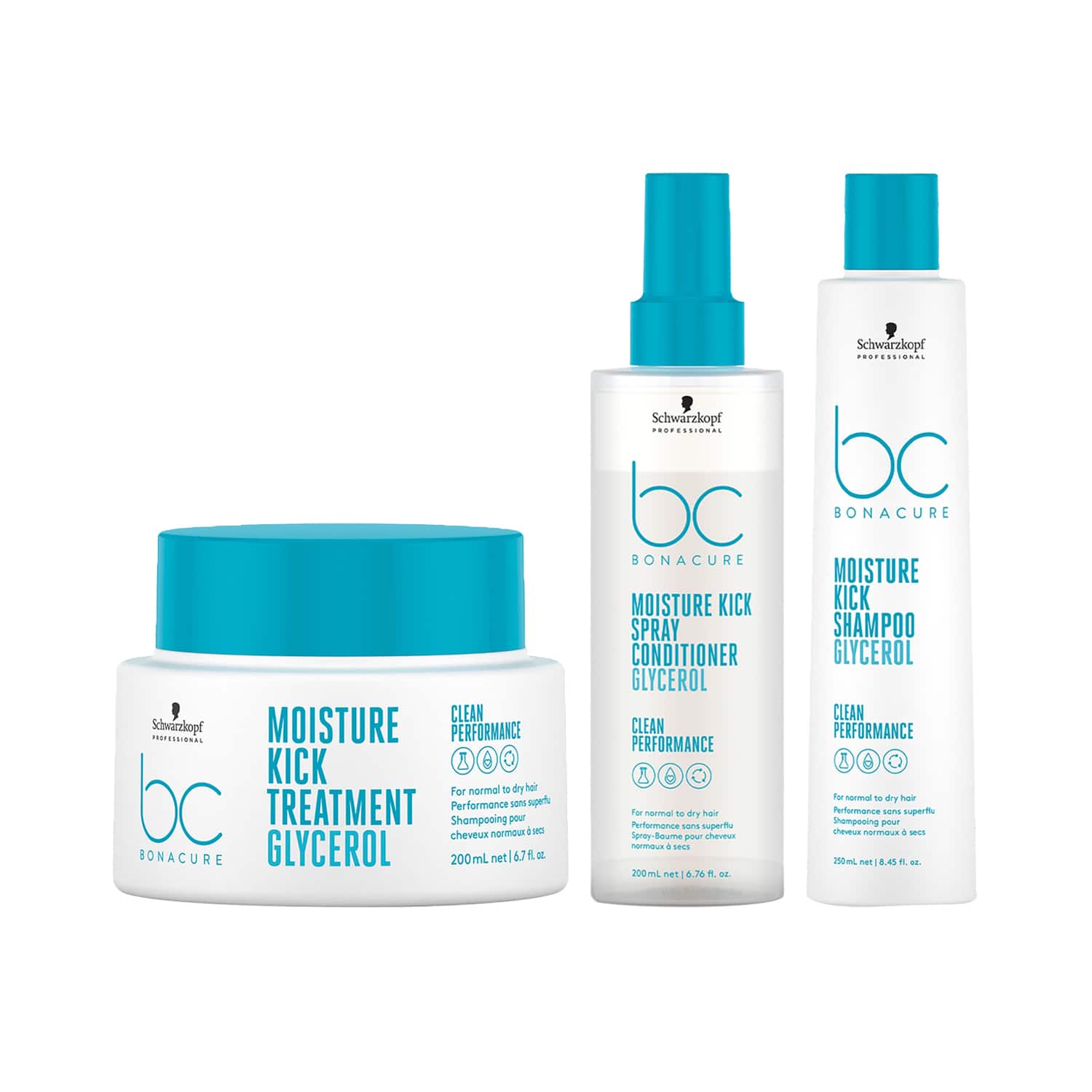 Schwarzkopf Professional | Schwarzkopf Professional Bonacure Moisture Kick Shampoo + Treatment & Spray Conditioner Combo