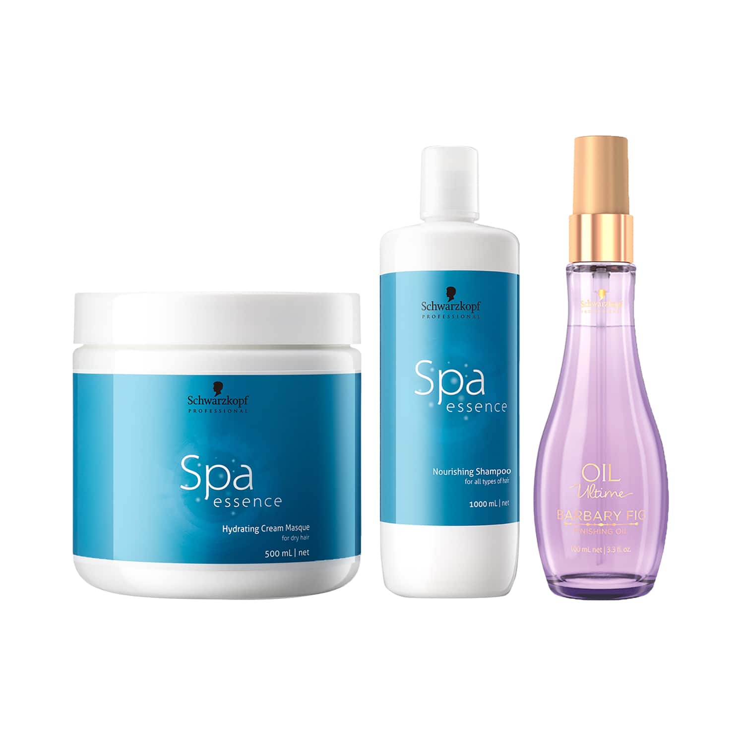 Schwarzkopf Professional | Schwarzkopf Professional SPA Essence Nourising Shampoo + Cream Mask & Barbary Finishing Oil Combo