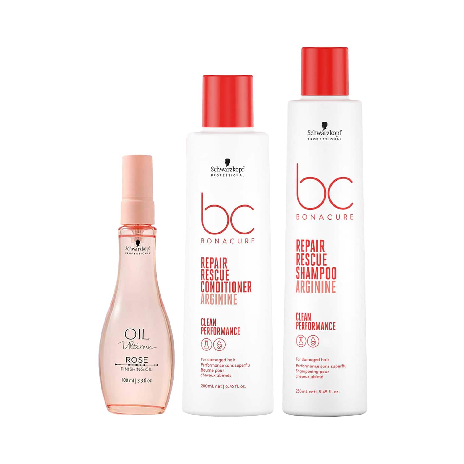 Schwarzkopf Professional | Schwarzkopf Professional Bonacure Repair Rescue Shampoo + Conditioner + Oil Ultime Rose Oil Combo