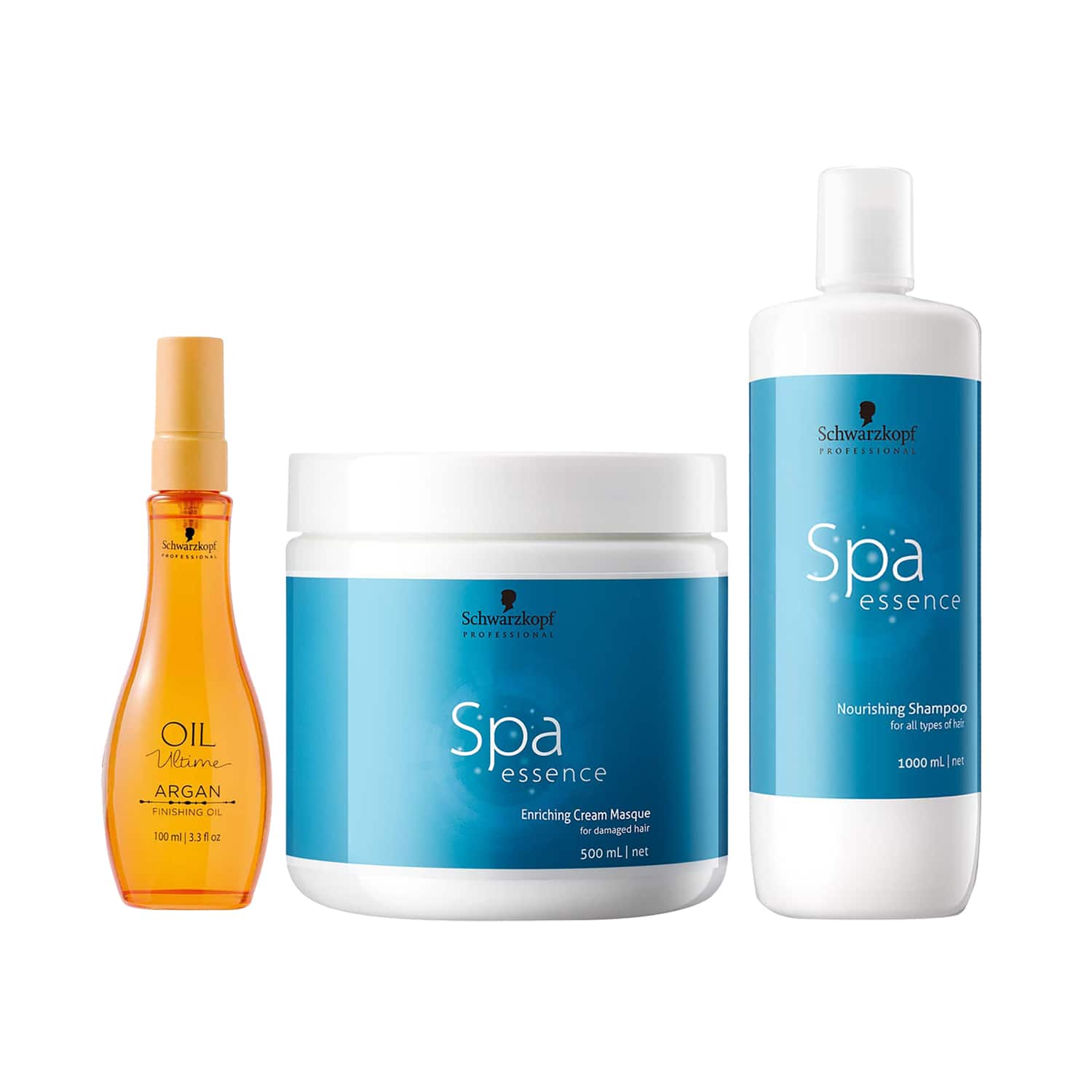 Schwarzkopf Professional | Schwarzkopf Professional Spa Essence Nourishing Shampoo+Enriching Mask+Oil Ultime Argan Oil Combo