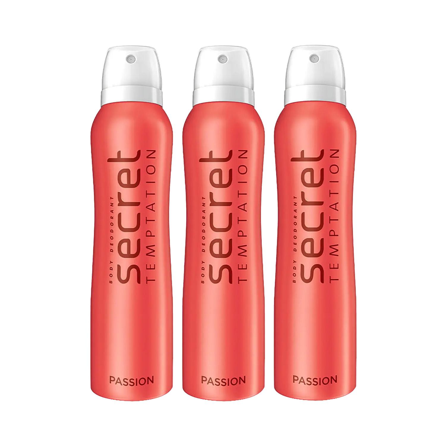 Secret Temptation | Secret Temptation Passion Daily Freshness Deodorant Body Spray (150 ml) (Pack of 3) Combo