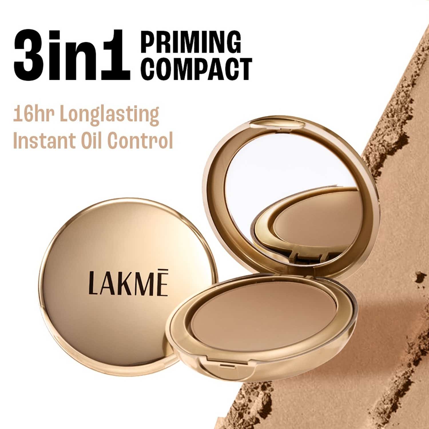 Lakme | Lakme Powerplay Priming Powder Foundation 3-in-1 Lasting Matte Dry-Oily Skin - Natural Almond (9 g)