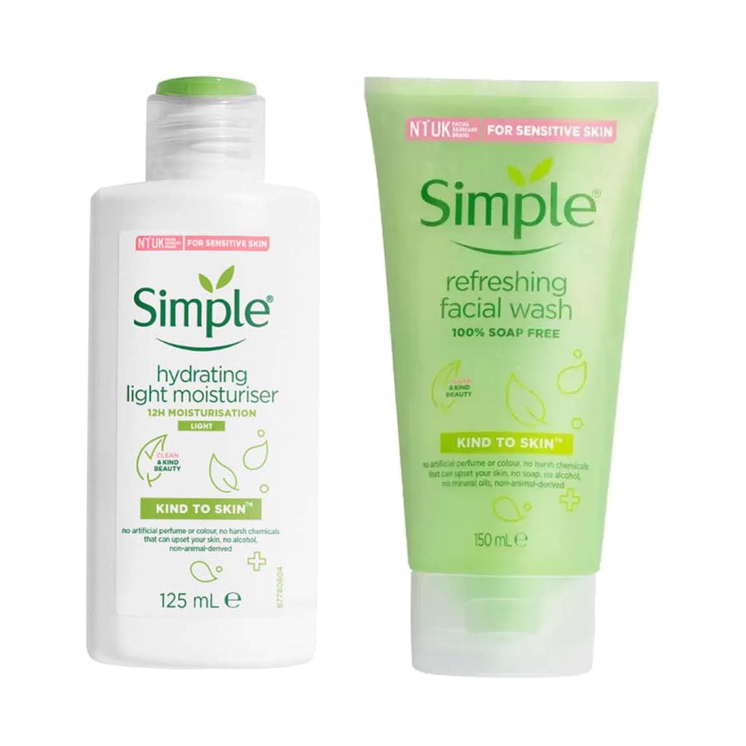 Simple Kind To Skin Refreshing Facial Wash + Hydrating Light Moisturiser Combo