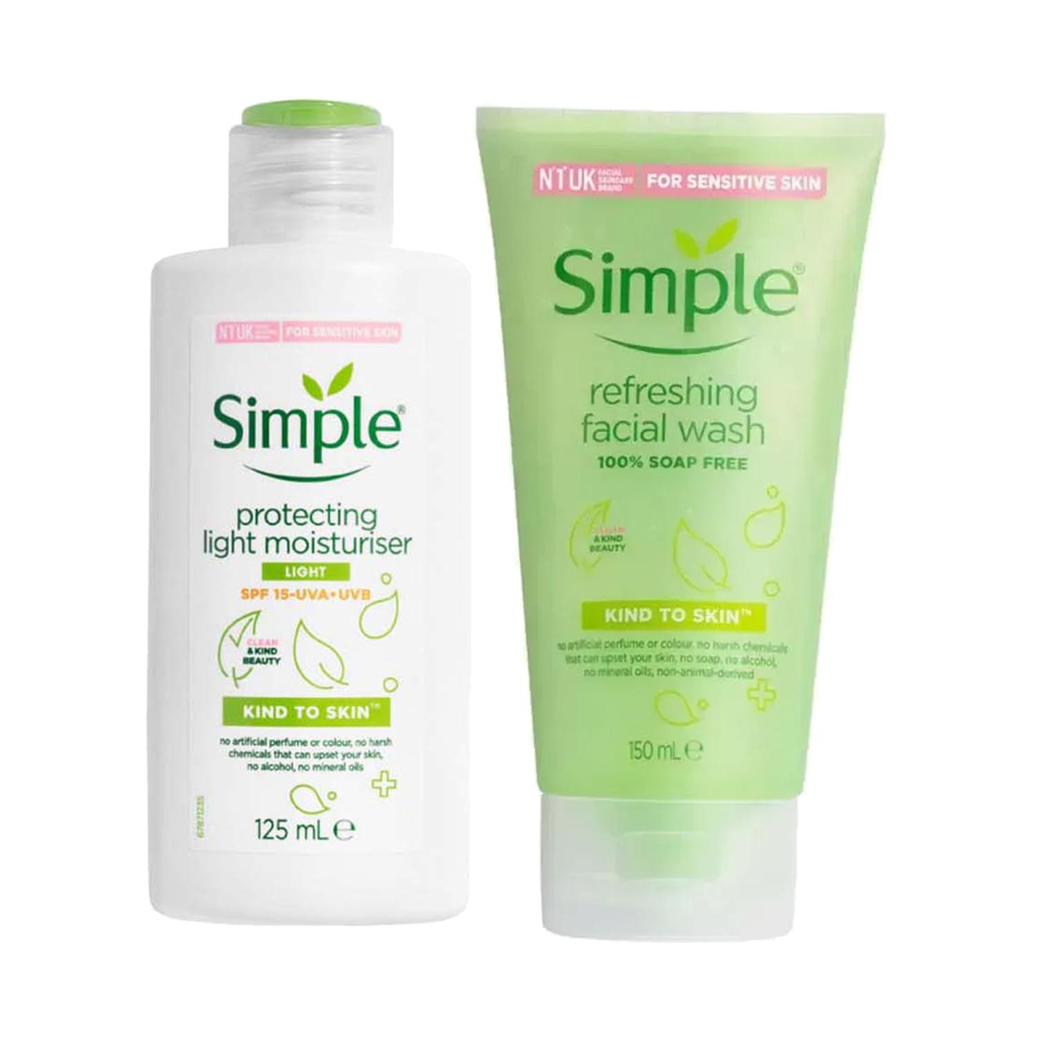 Simple | Simple Kind To Skin Refreshing Facial Wash + Protecting Light Moisturiser Combo
