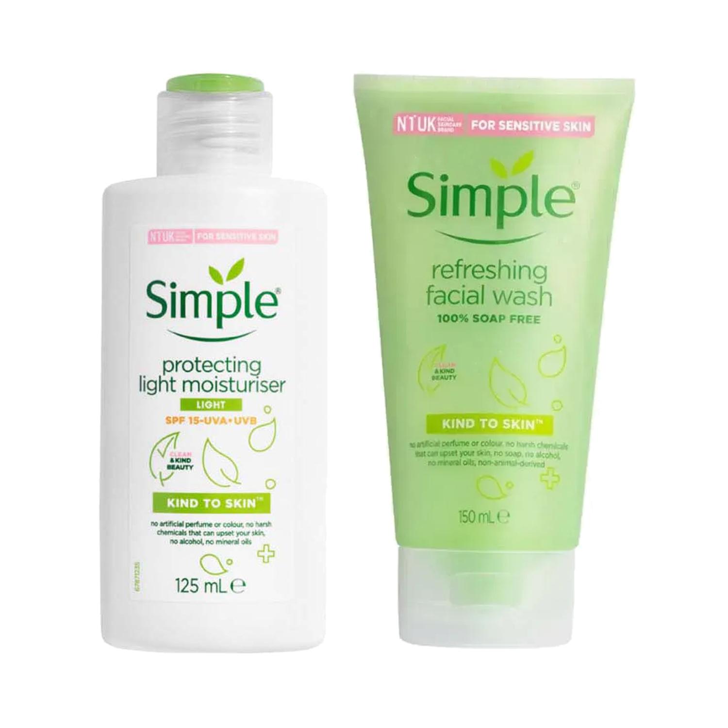 Simple Kind To Skin Protecting Light Moisturiser + Refreshing Facial Wash Combo