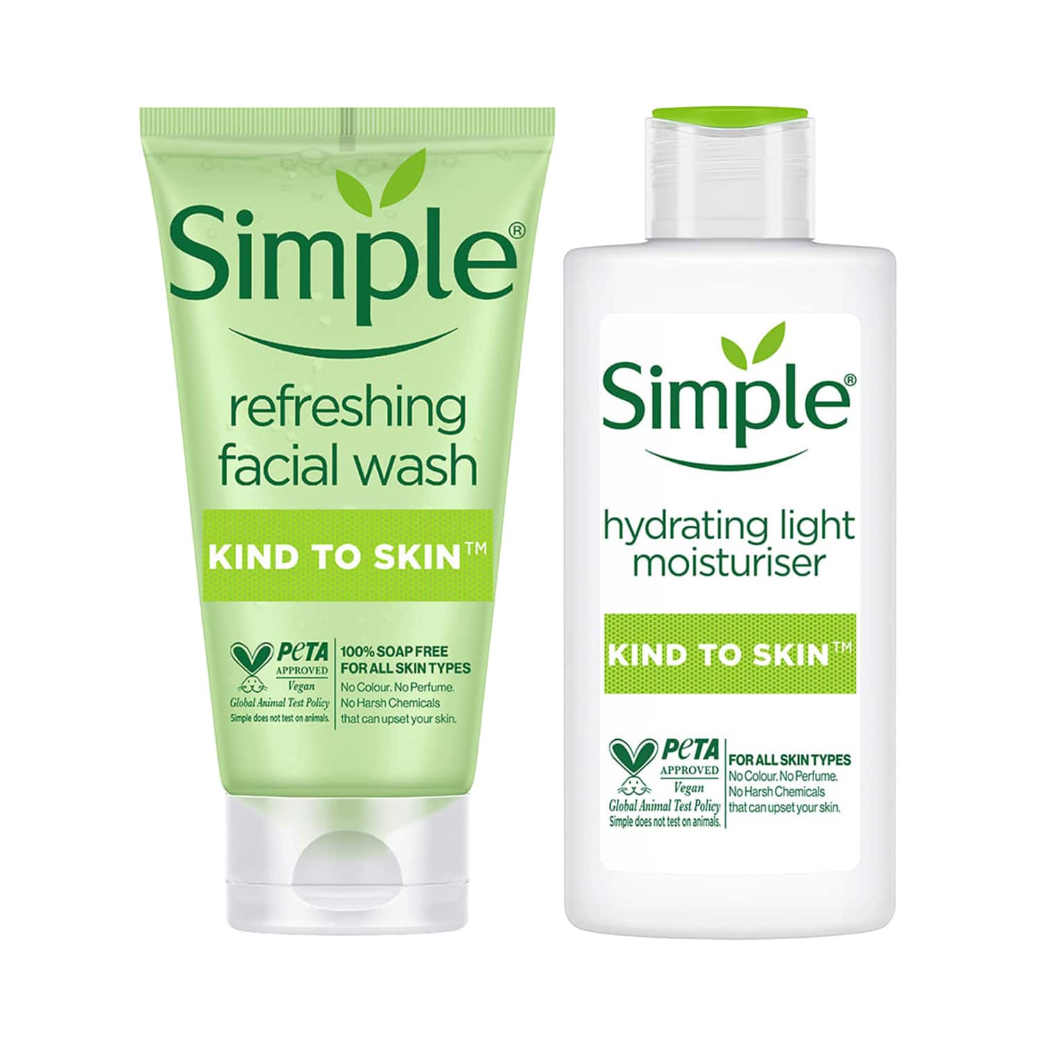 Simple | Simple Kind To Skin Refreshing Facial Wash (100 ml) + Hydrating Light Moisturiser (125 ml) Combo