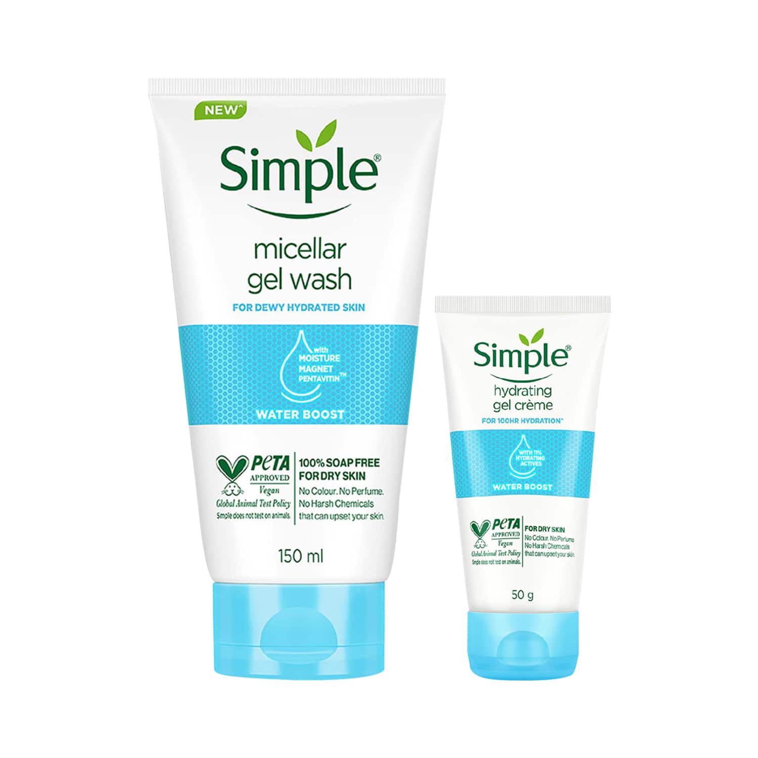 Simple | Simple Water Boost Hydrating Gel Creme + Simple Water Boost Micellar Facial Wash Combo