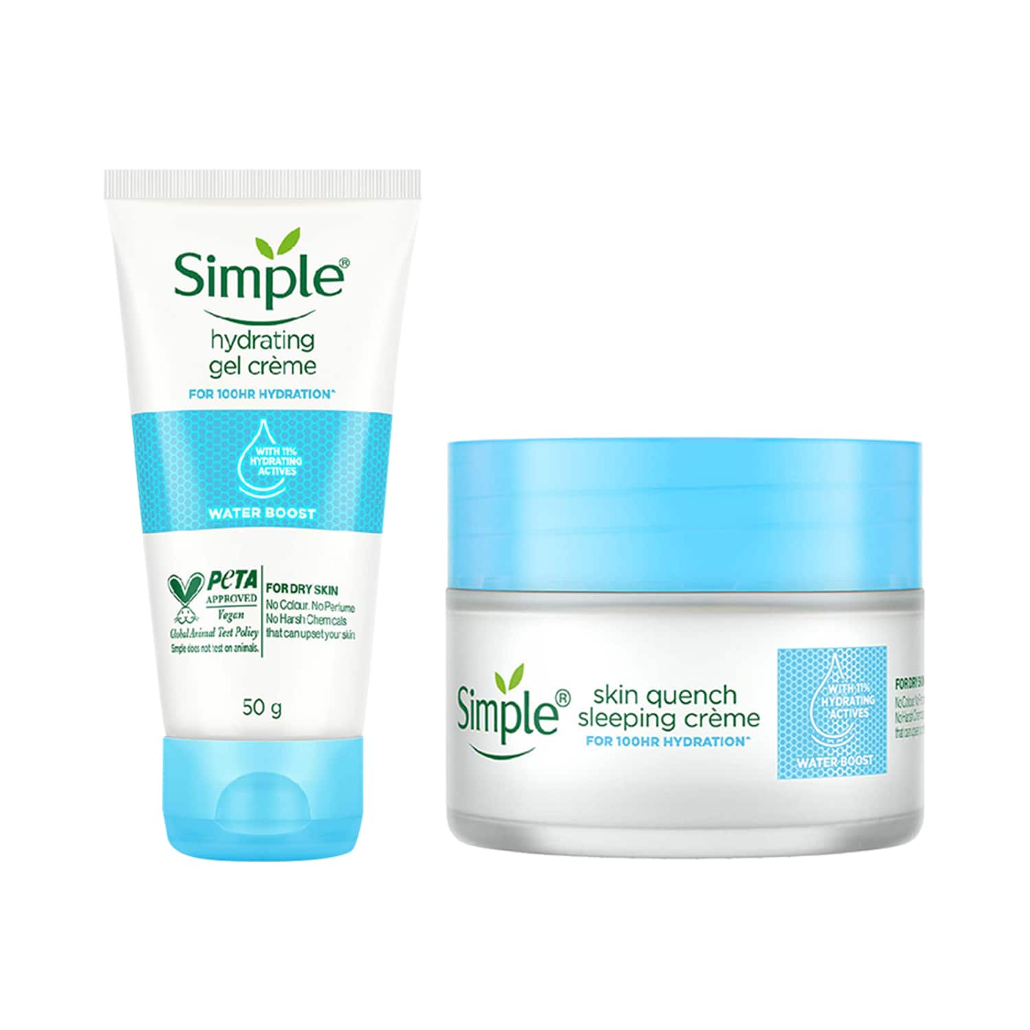 Simple | Simple Water Boost Skin Quench Sleeping Creme + Simple Water Boost Hydrating Gel Creme Combo