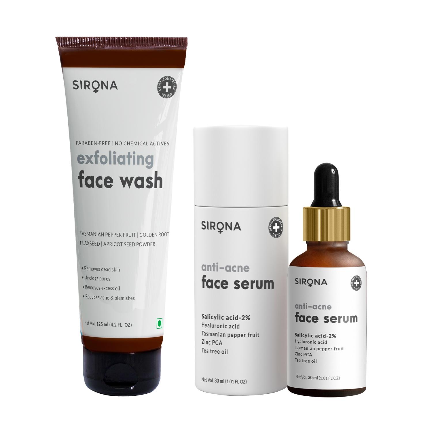 Sirona | Sirona Anti Acne Face Serum - (30ml) with Exfoliating Face Wash (125ml)
