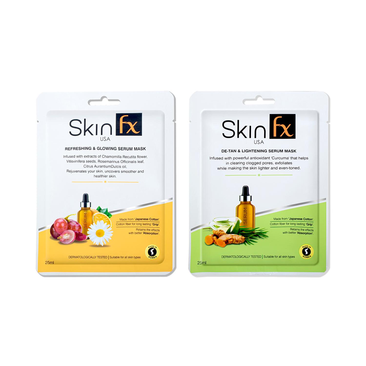 Skin Fx Detan & Lightening Serum Mask (Pack Of 2)