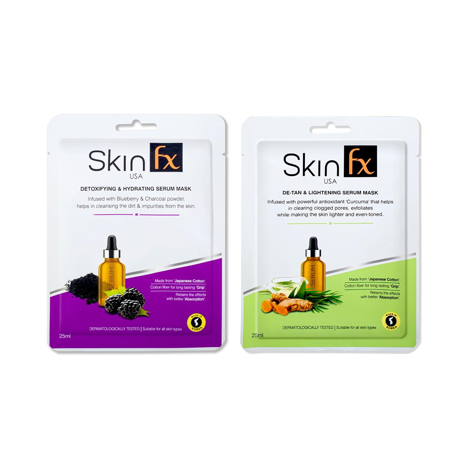 Skin Fx | Skin Fx Detan & Lightening Serum Mask (Pack Of 2)