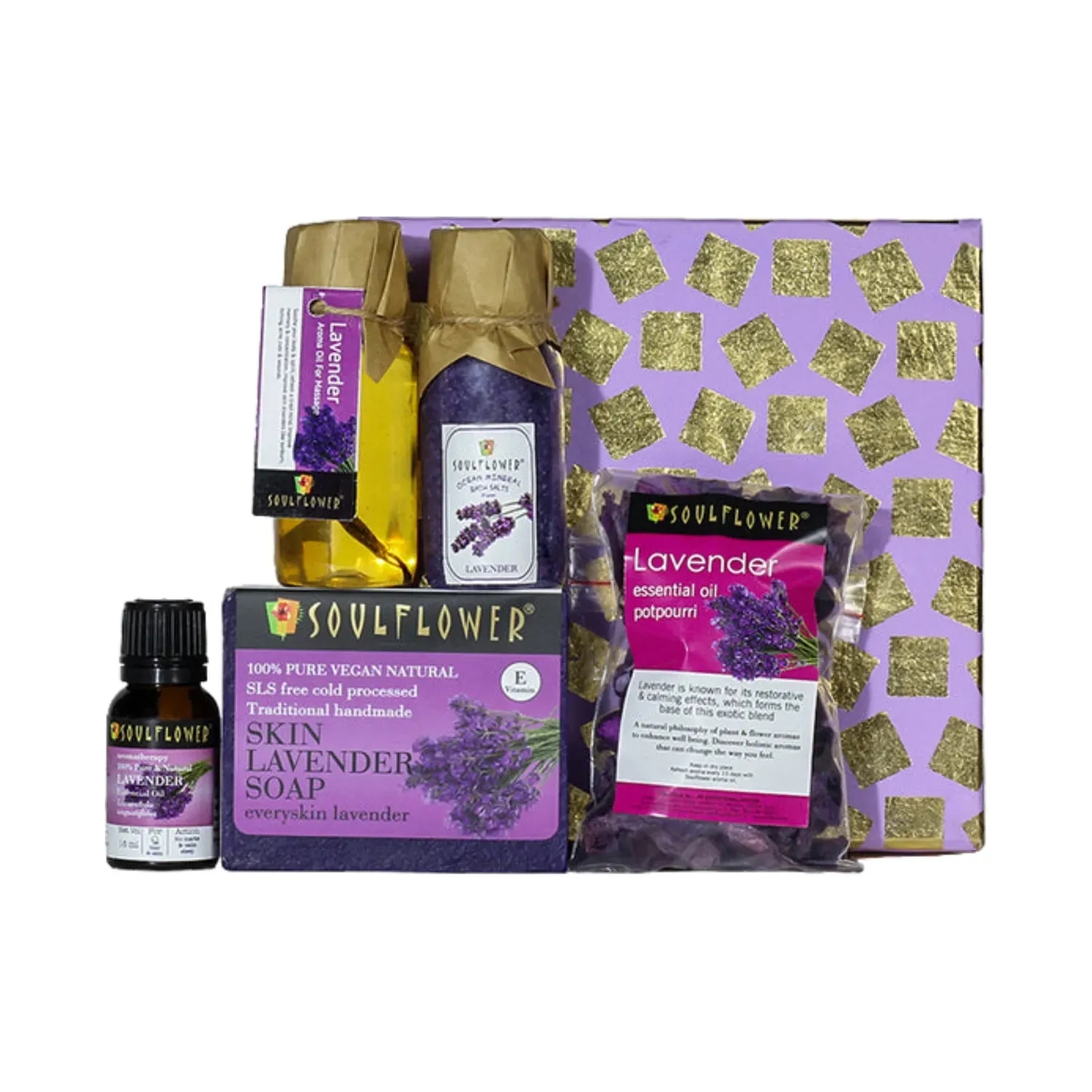 Soulflower | Soulflower Lavender Bath and Aroma Gift Set - (5 Pcs)