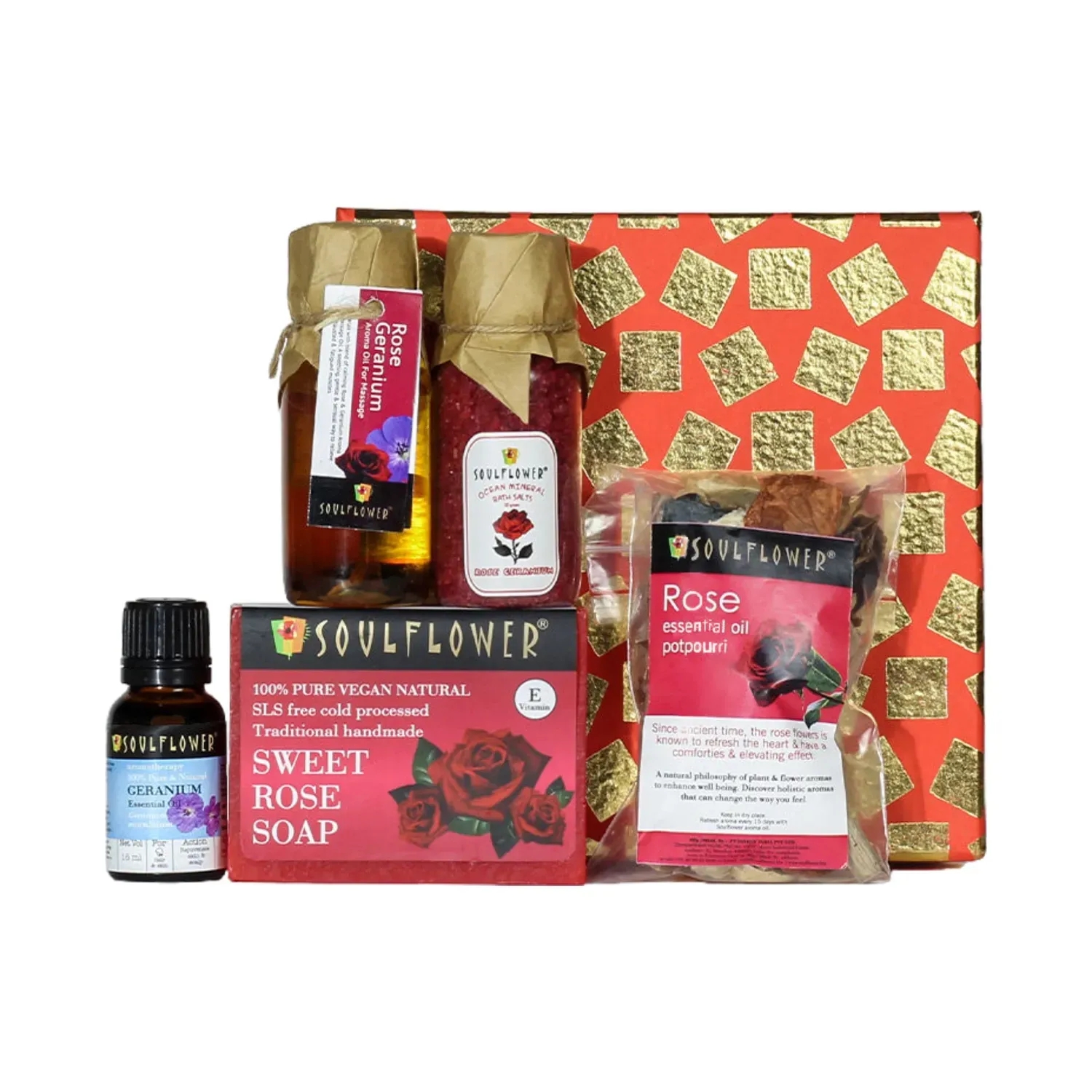 Soulflower | Soulflower Romantic Rose Bath and Aroma Gift Set - (5 Pcs)