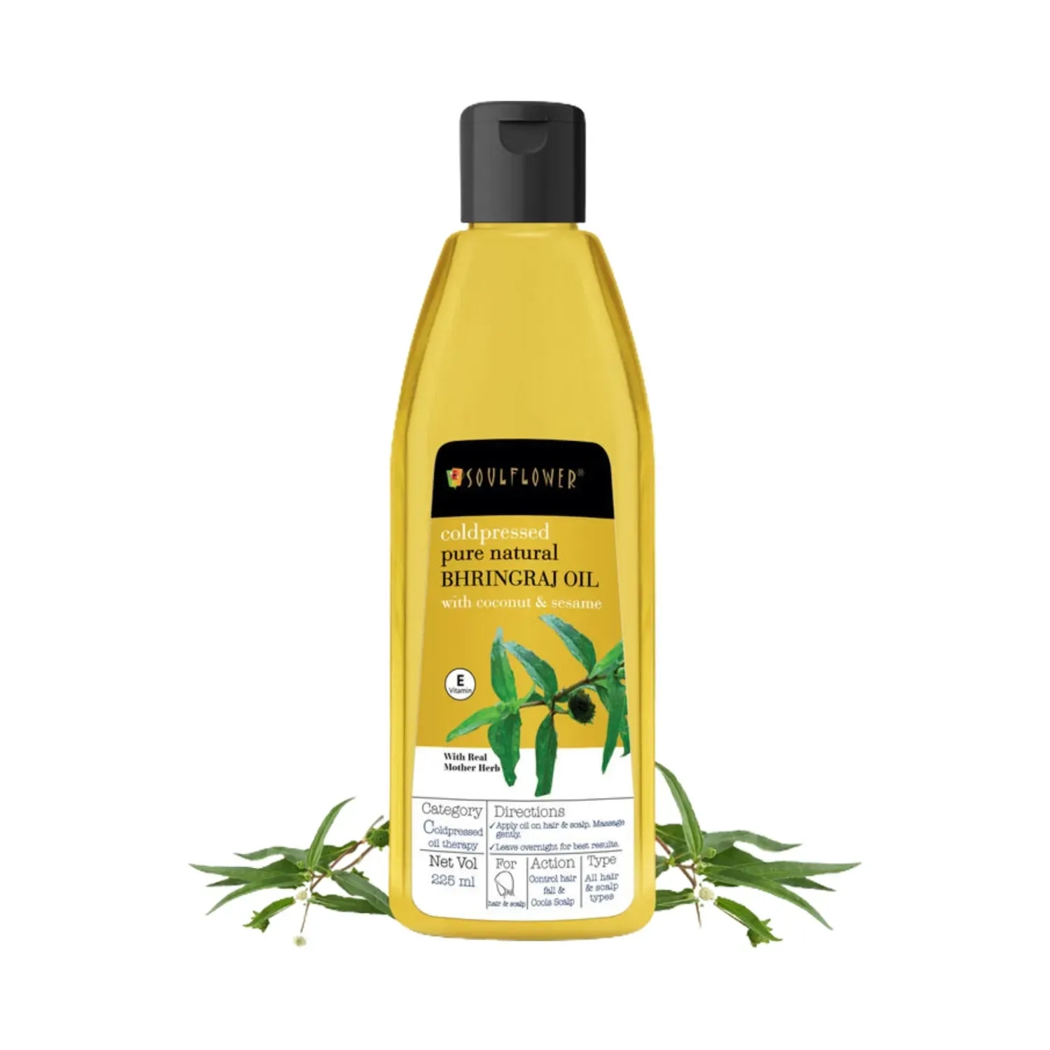 Soulflower | Soulflower Coconut & Sesame Coldpressed Pure Natural Bhringraj Hair Oil - (120ml)