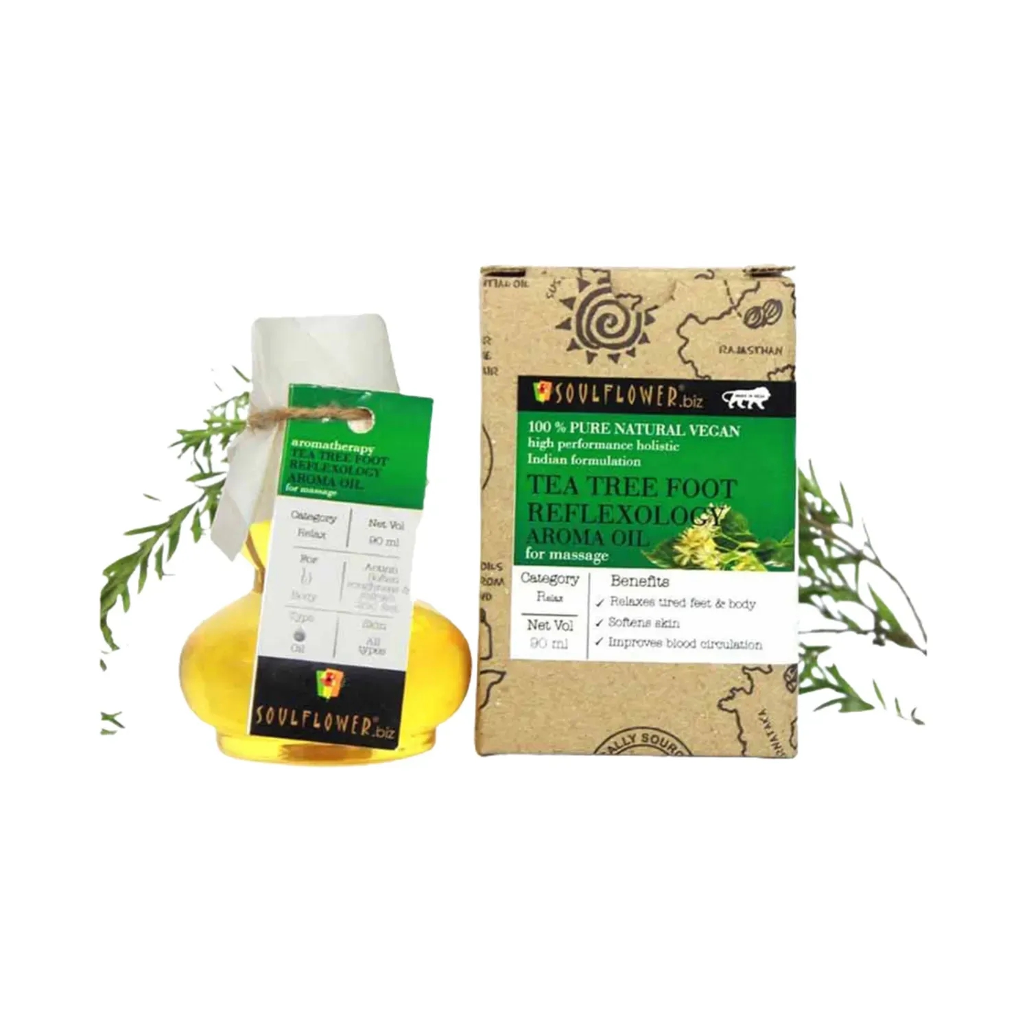 Soulflower | Soulflower Tea Tree Foot Reflexology Aroma Massage Oil - (90ml)