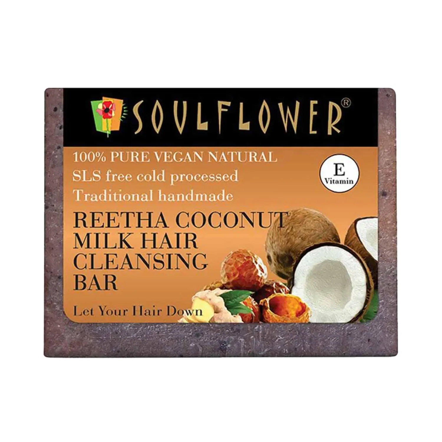 Soulflower Reetha Coconut Milk Hair Cleansing Bar Soap - (150g)
