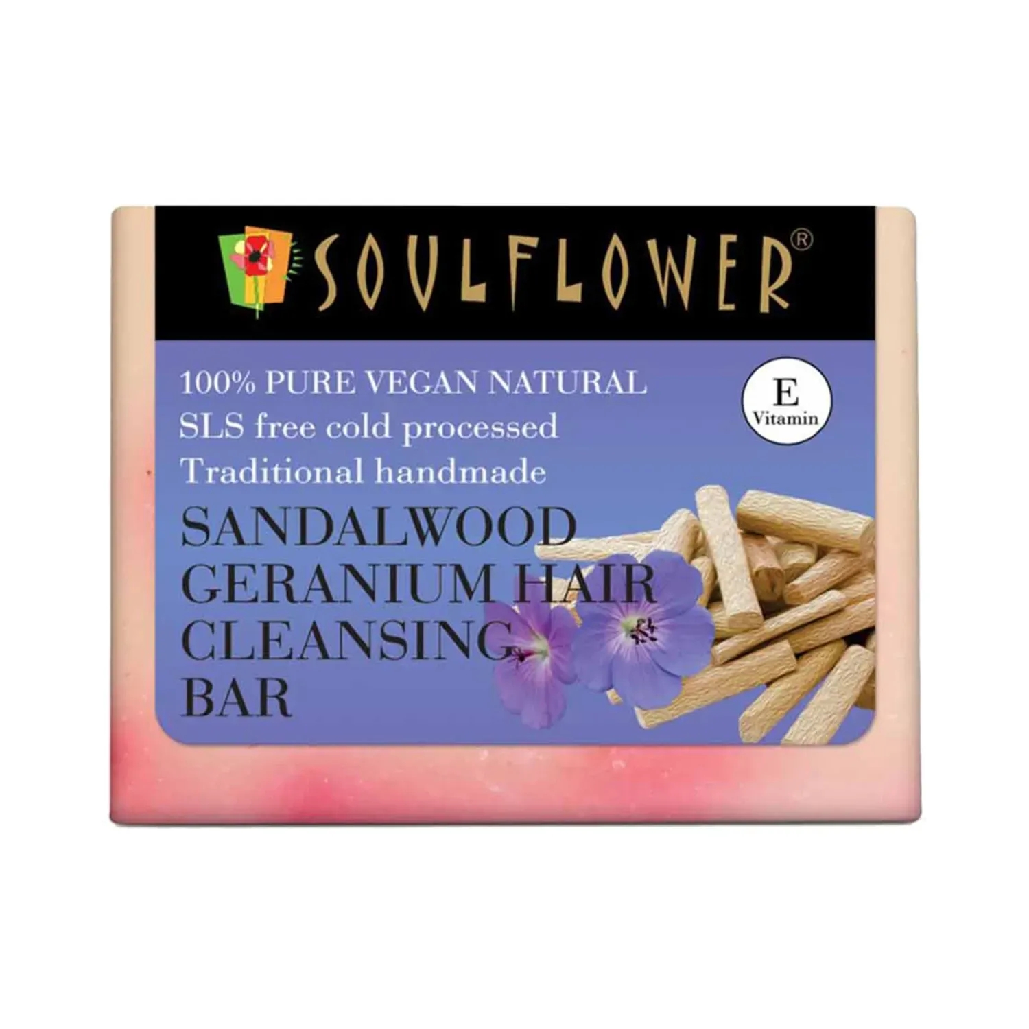 Soulflower | Soulflower Sandalwood Geranium Hair Cleansing Bar Soap - (150g)