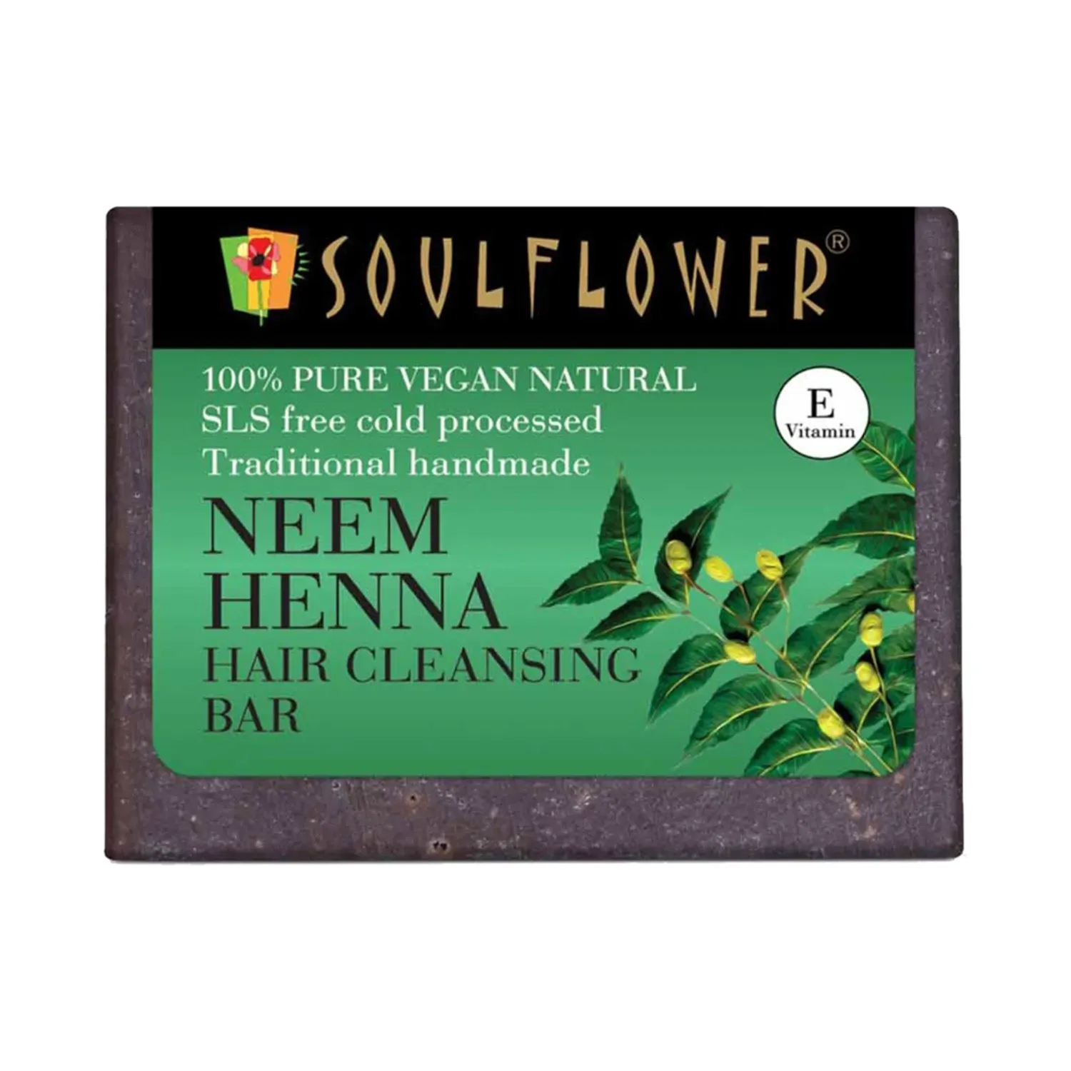 Soulflower Neem Heena Hair Cleansing Bar Soap - (150g)
