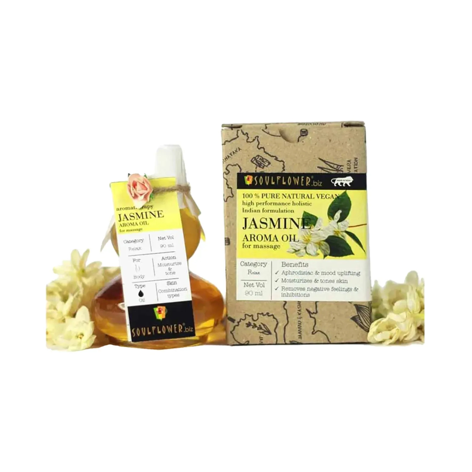 Soulflower | Soulflower Jasmine Aroma Massage Oil - (90ml)