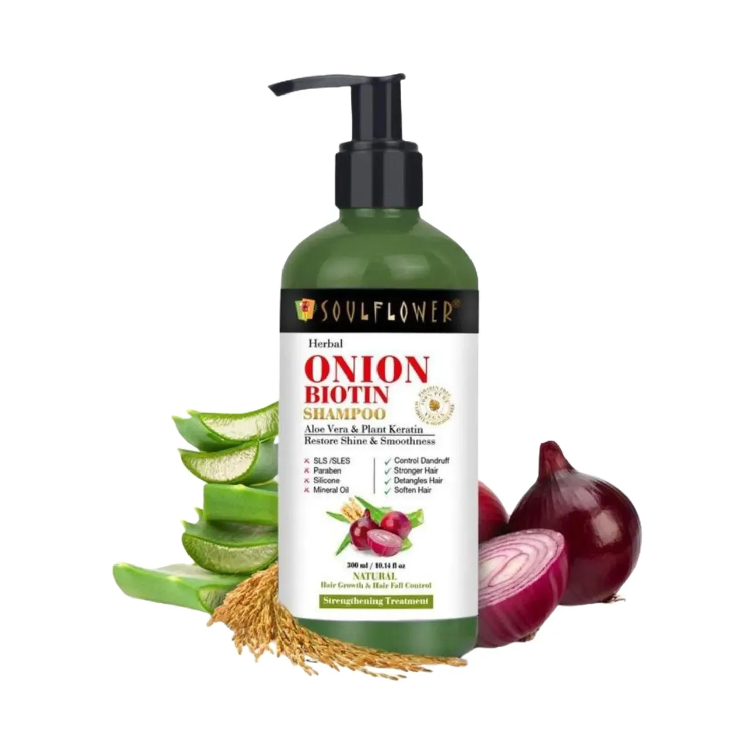 Soulflower | Soulflower Onion Biotin Shampoo with Aloe Vera & Plant Keratin - (300ml)