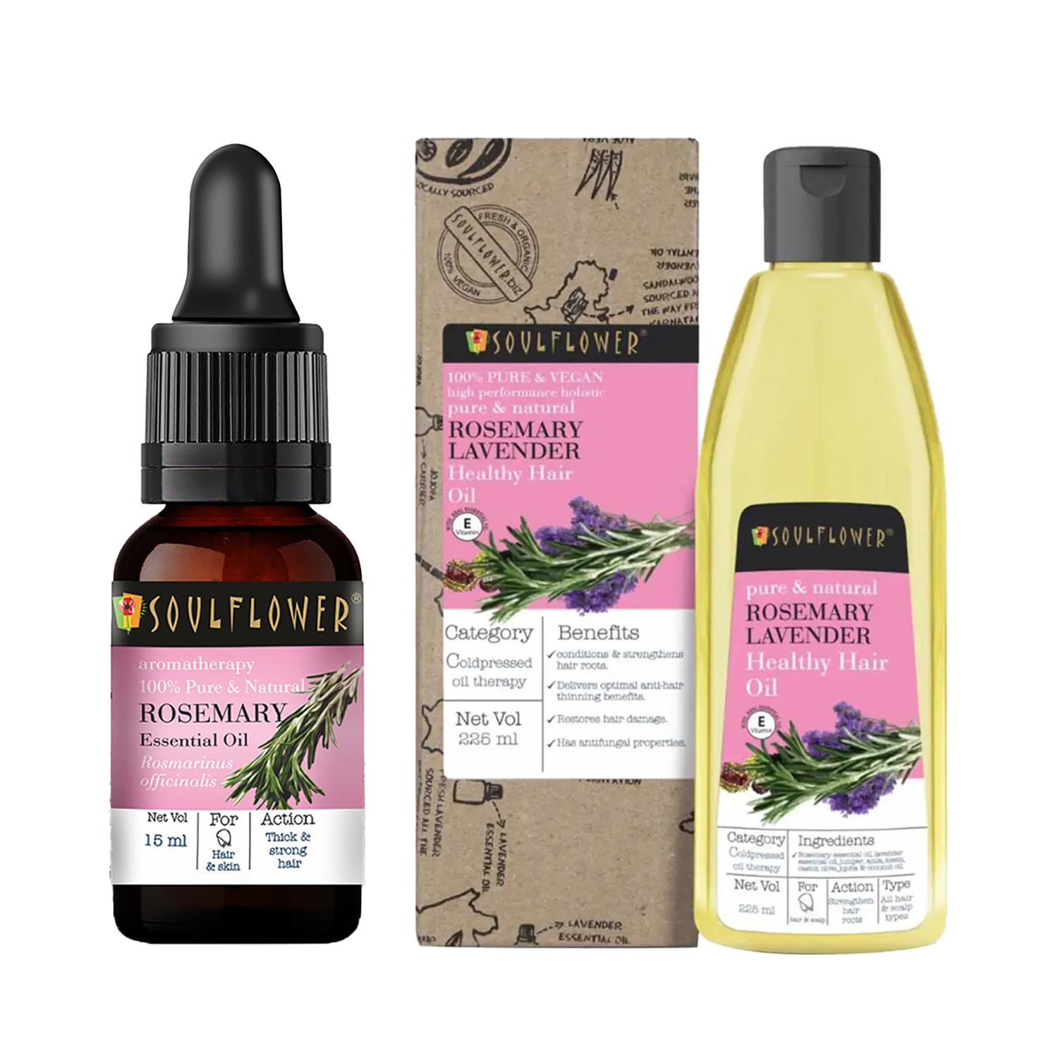 Soulflower | Soulflower Rosemary Essential Oil & Rosemary Hair Oil Combo