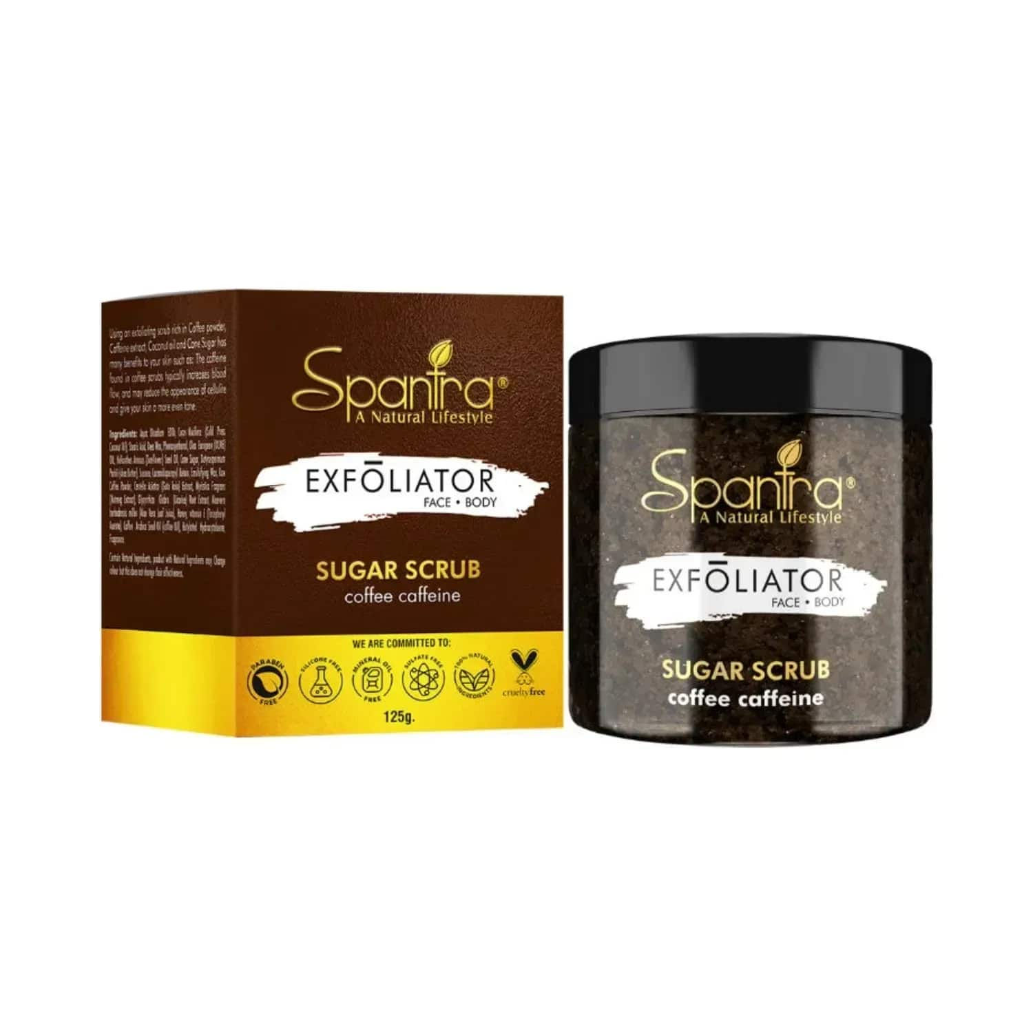 Spantra | Spantra Exfoliator Coffee Caffeine Sugar Scrub - (125g)