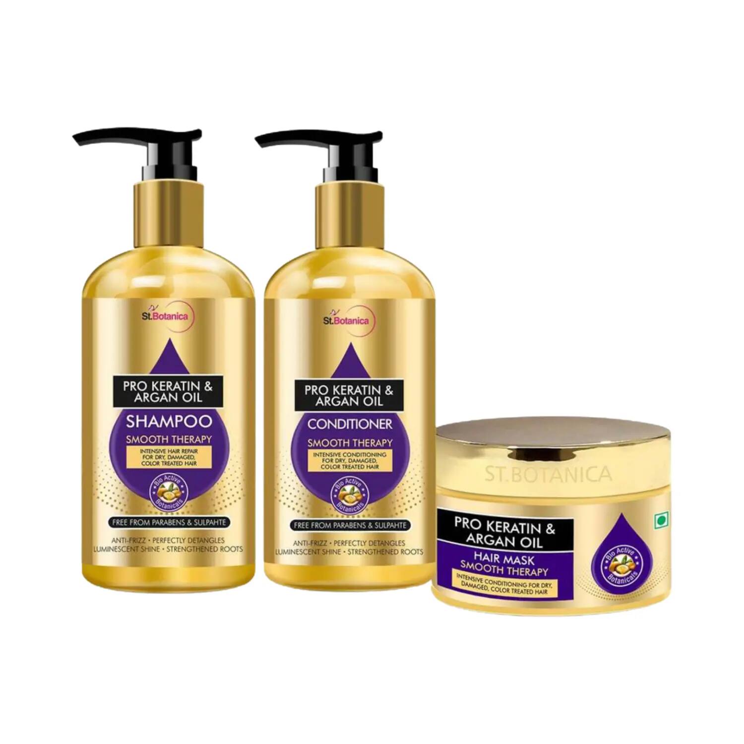 St.Botanica | St.Botanica Pro Keratin and Argan Oil Shampoo + Conditioner + Hair Mask (3Pcs)