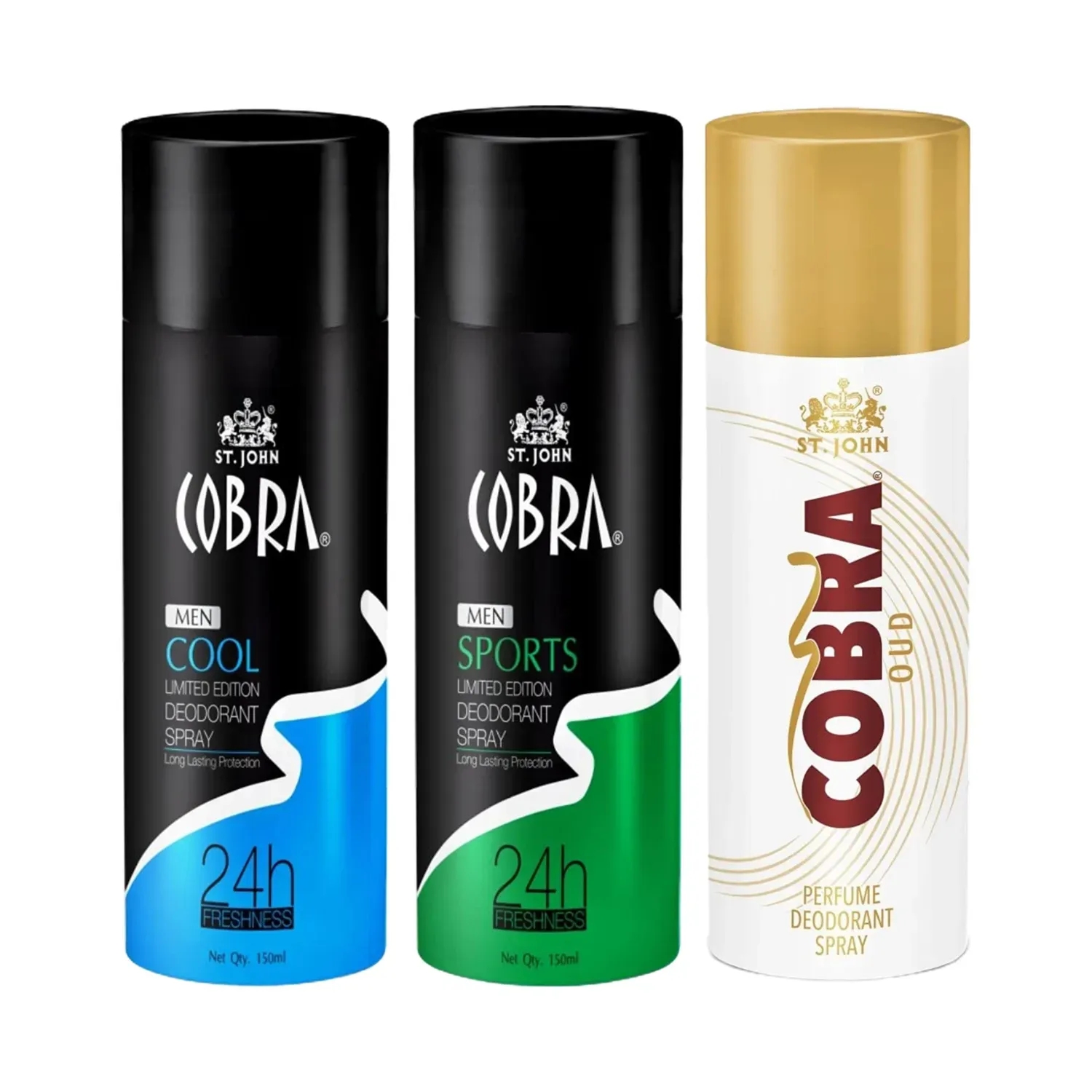 ST.JOHN Cobra Cool, Sports And Oud Limited Edition Deodorant Spray (3 Pcs)