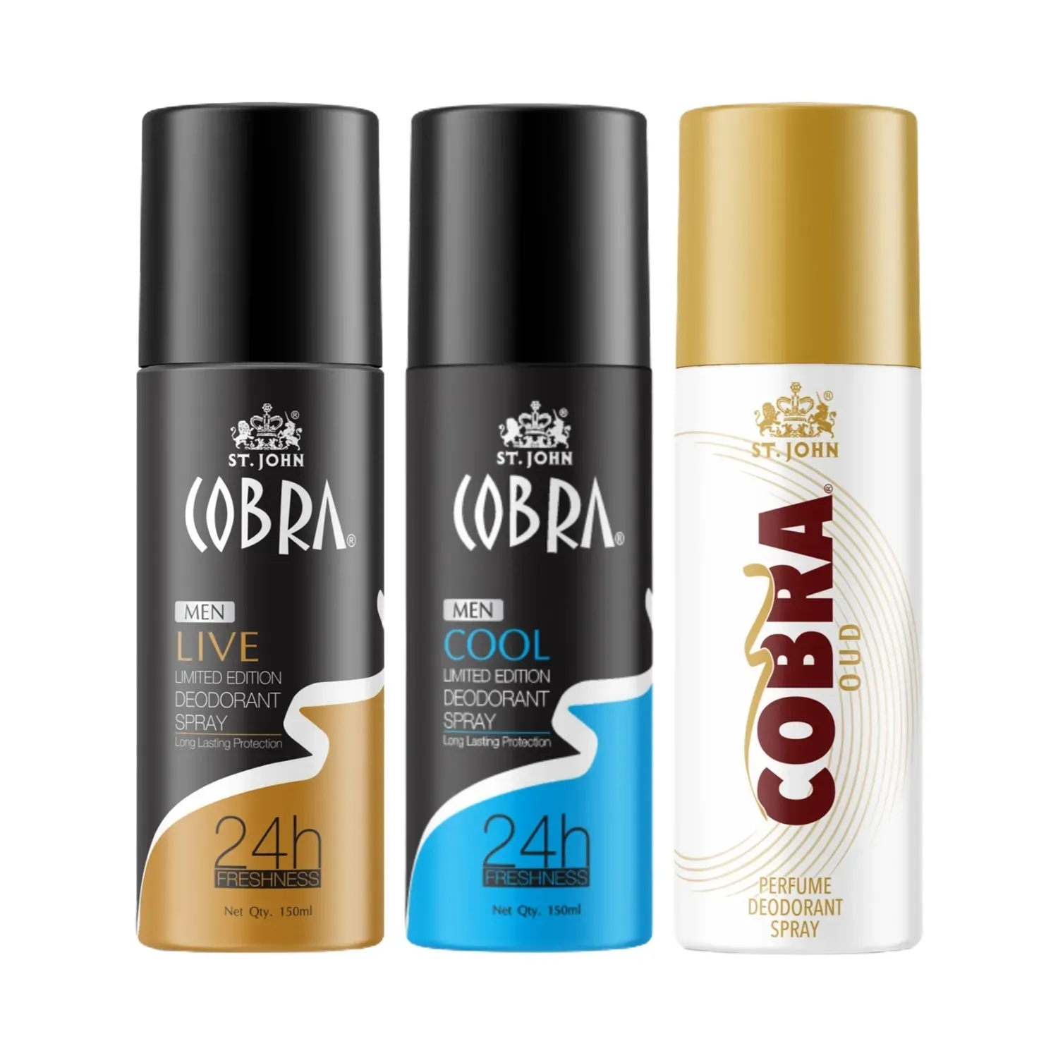 ST.JOHN Cobra Live, Cool And Oud Limited Edition Deodorant Spray (3 Pcs)