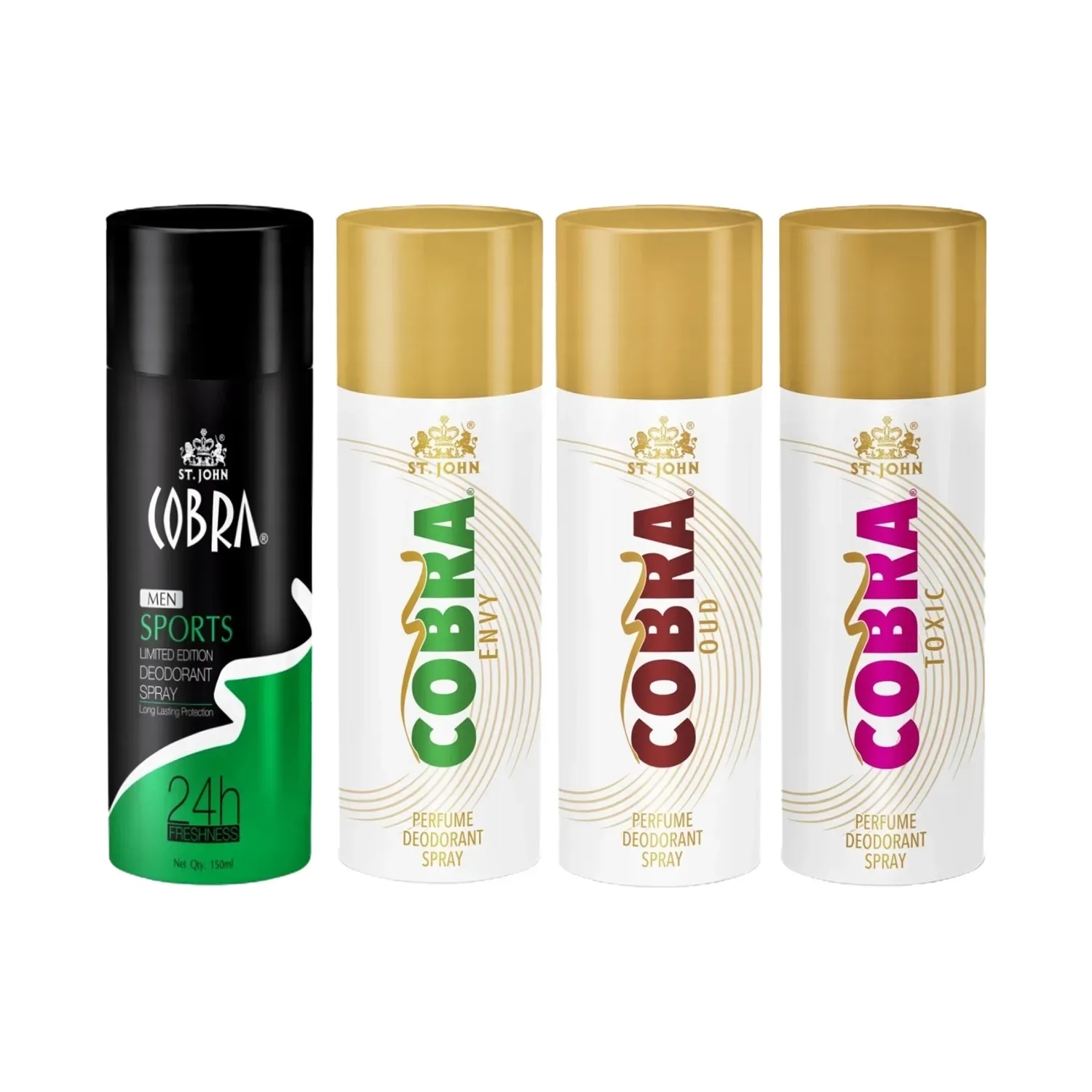 ST.JOHN | ST.JOHN Cobra Sports, Envy, Oud & Toxic Deodorant Spray (4 Pcs)