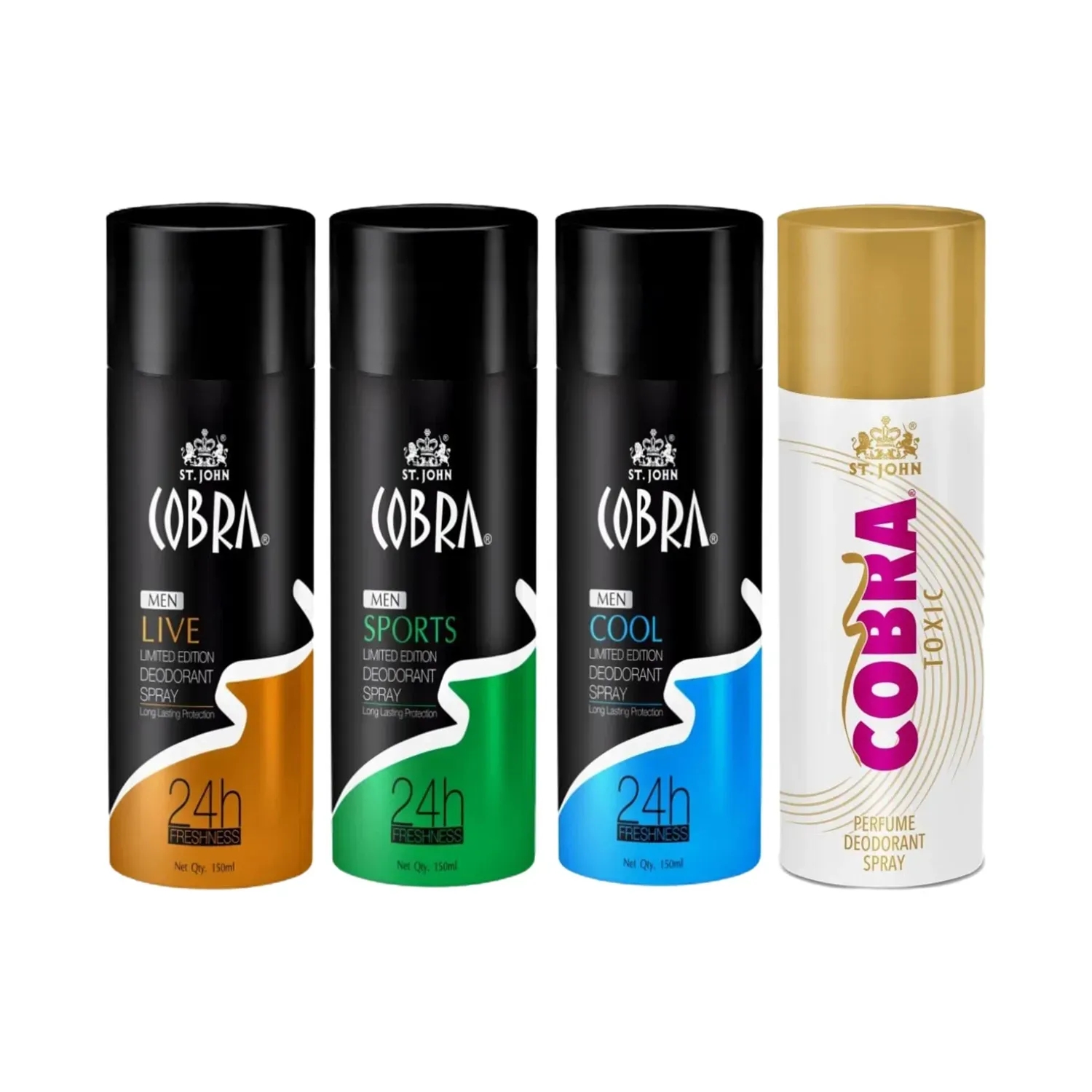 ST.JOHN | ST.JOHN Cobra Live, Cool, Sports & Toxic Deodorant Spray (4 Pcs)