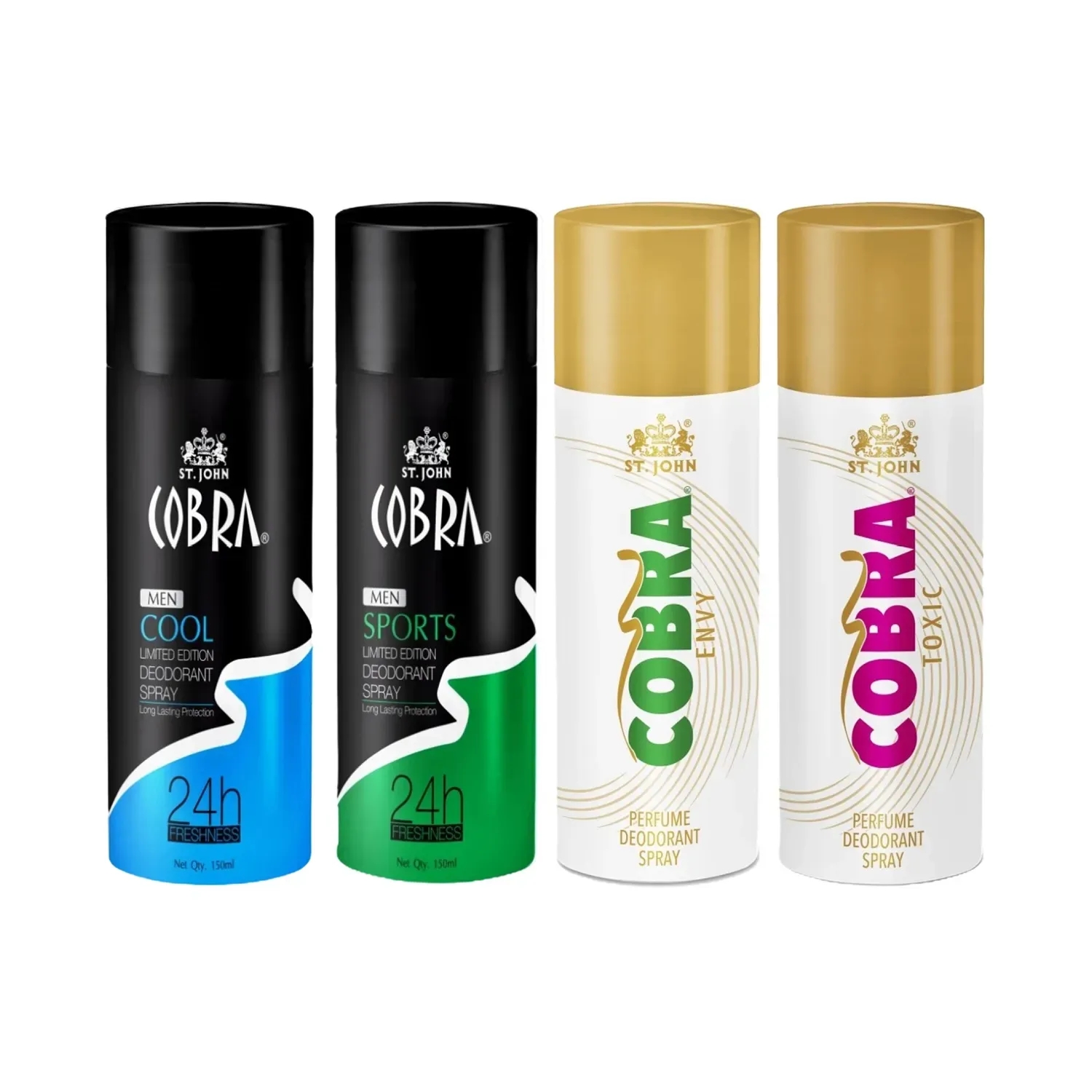 ST.JOHN | ST.JOHN Cobra Cool, Sports, Envy & Toxic Deodorant Spray (4 Pcs)