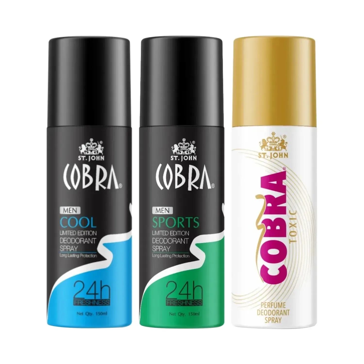 ST.JOHN | ST.JOHN Cobra Cool, Sports And Toxic Limited Edition Deodorant Spray (3 Pcs)