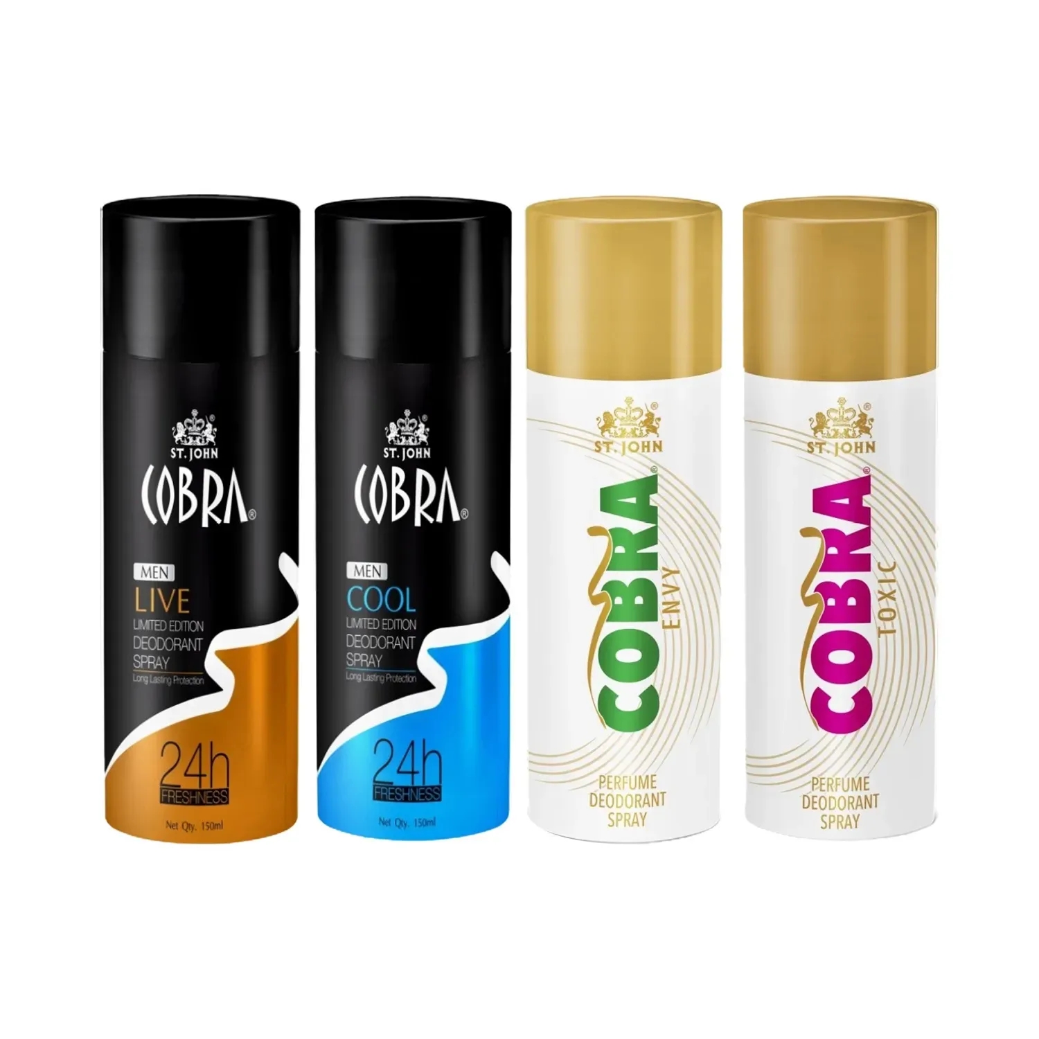 ST.JOHN Cobra Live, Cool, Envy & Toxic Deodorant Spray (4 Pcs)